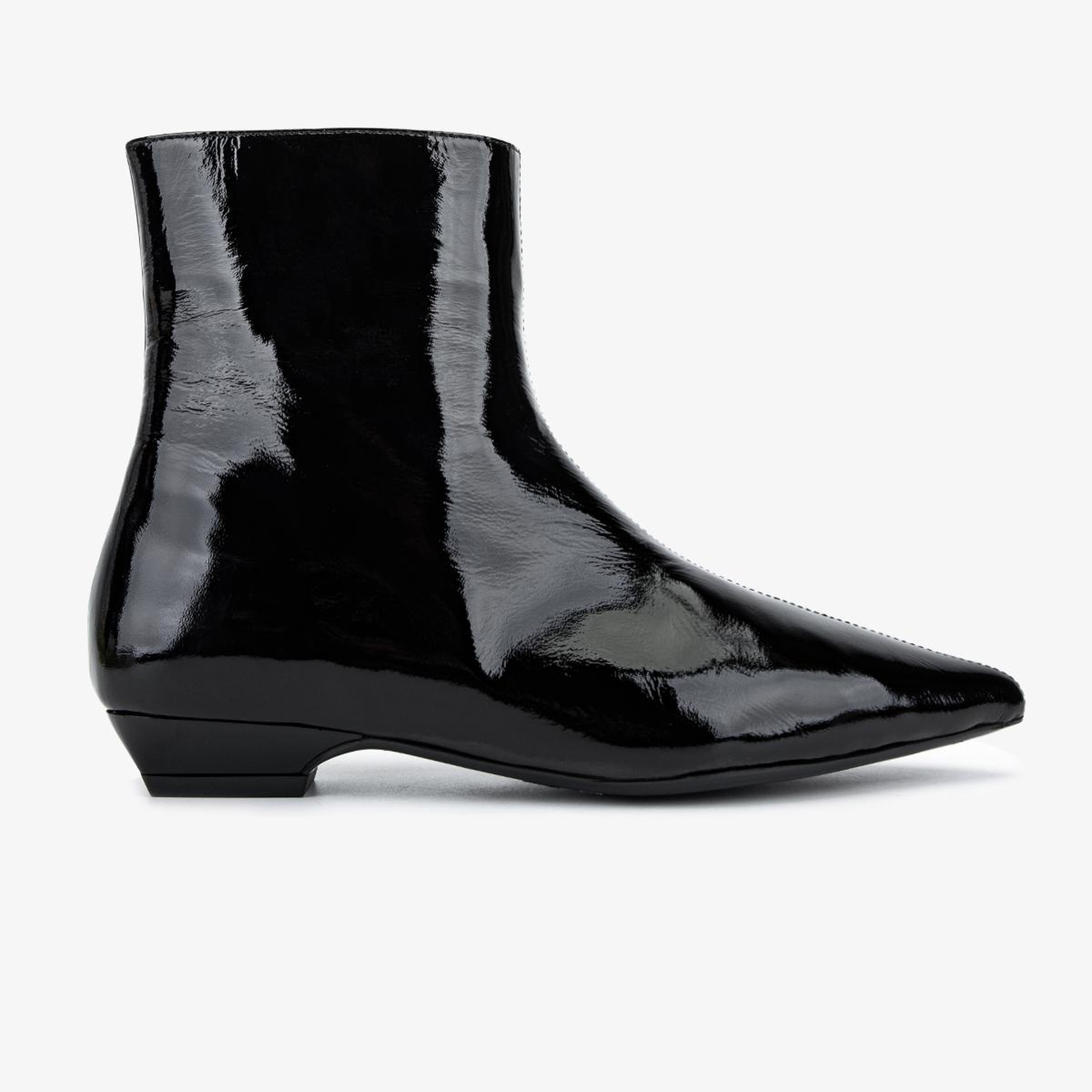 Valmenti Kadın Hakiki Deri Siyah Rugan Topuklu Bot