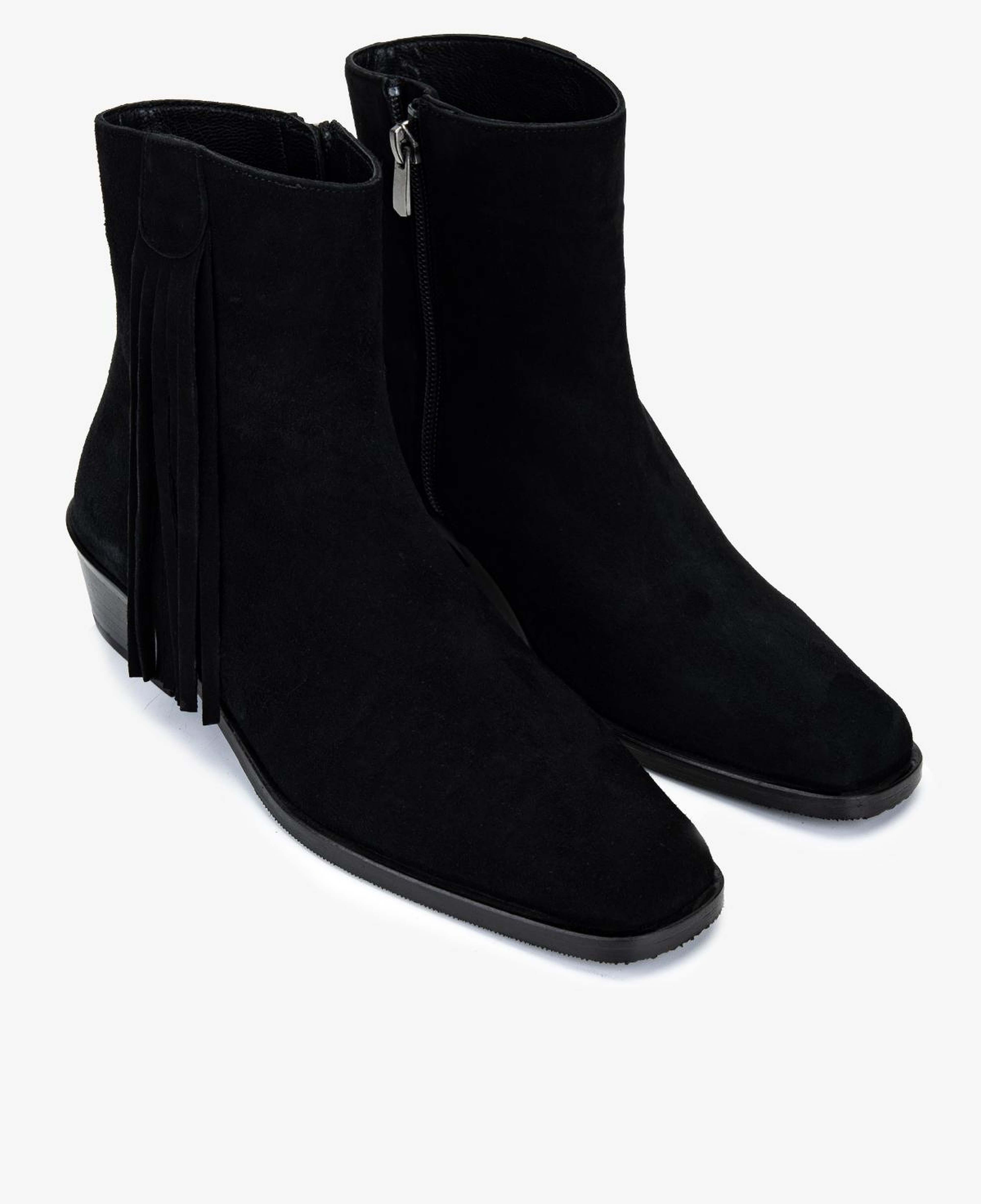 Valmenti Kadın Hakiki Deri Siyah Süet Topuklu Bot