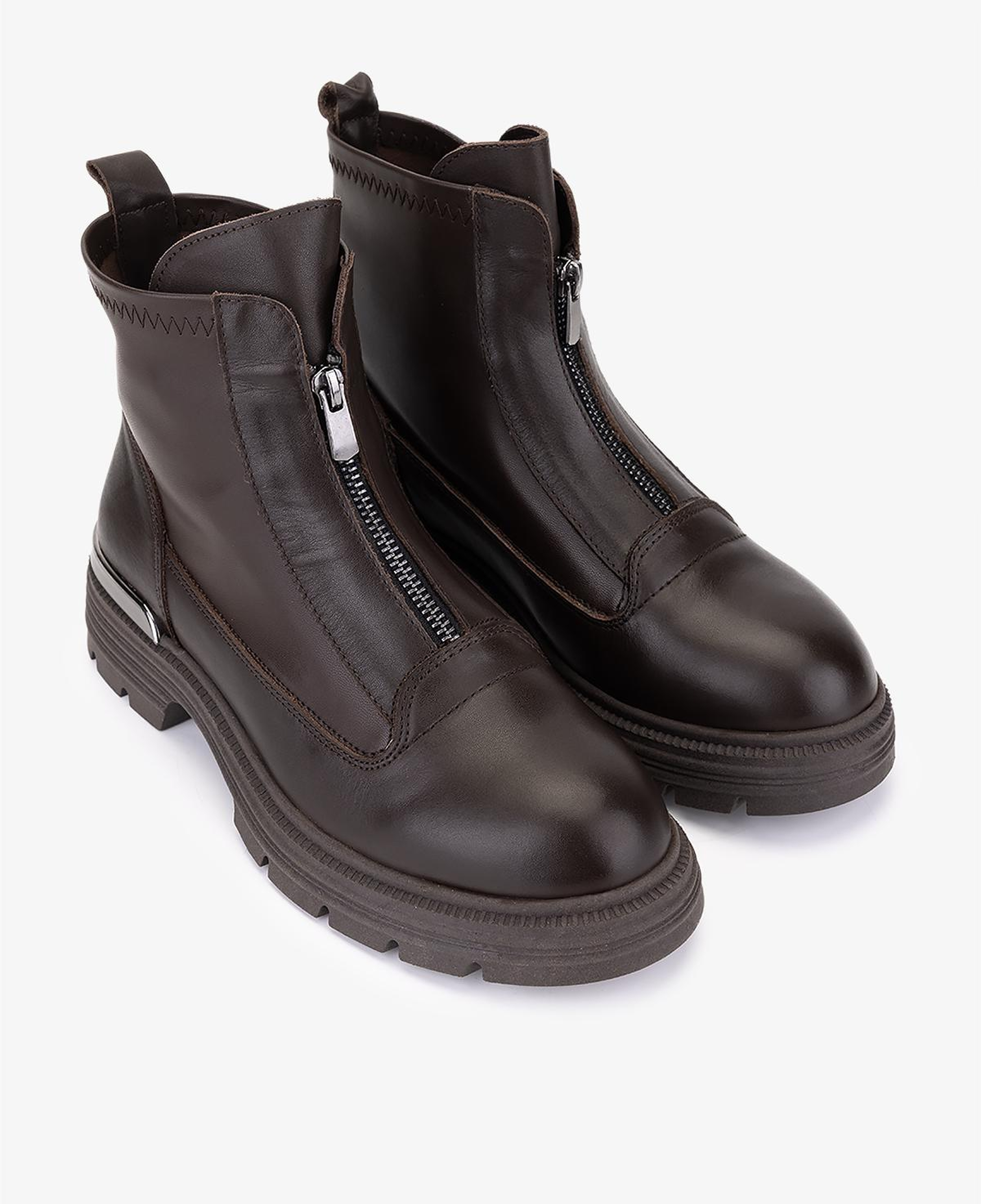 Valmenti Kadın Hakiki Deri Kahverengi Düz Bot