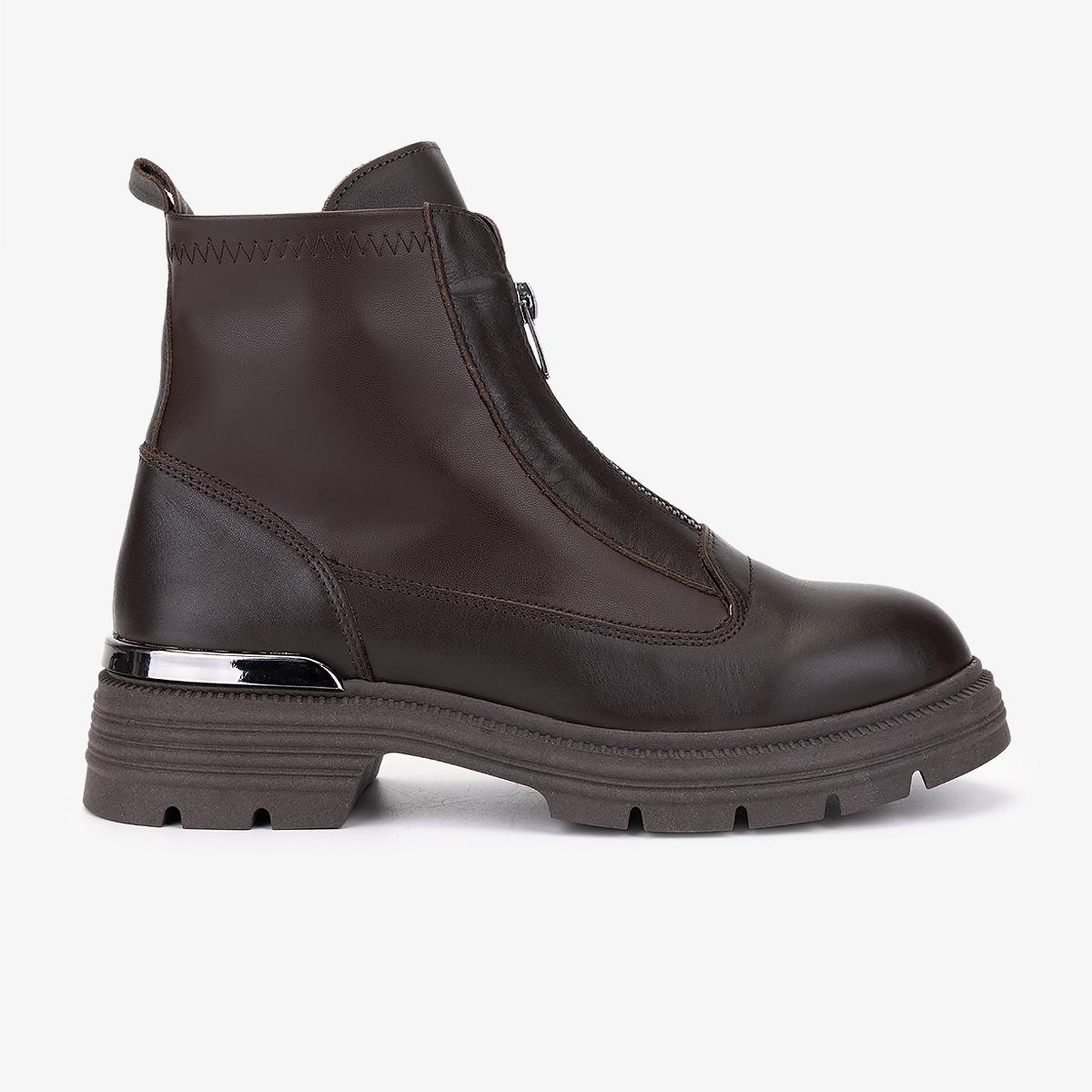 Valmenti Kadın Hakiki Deri Kahverengi Düz Bot