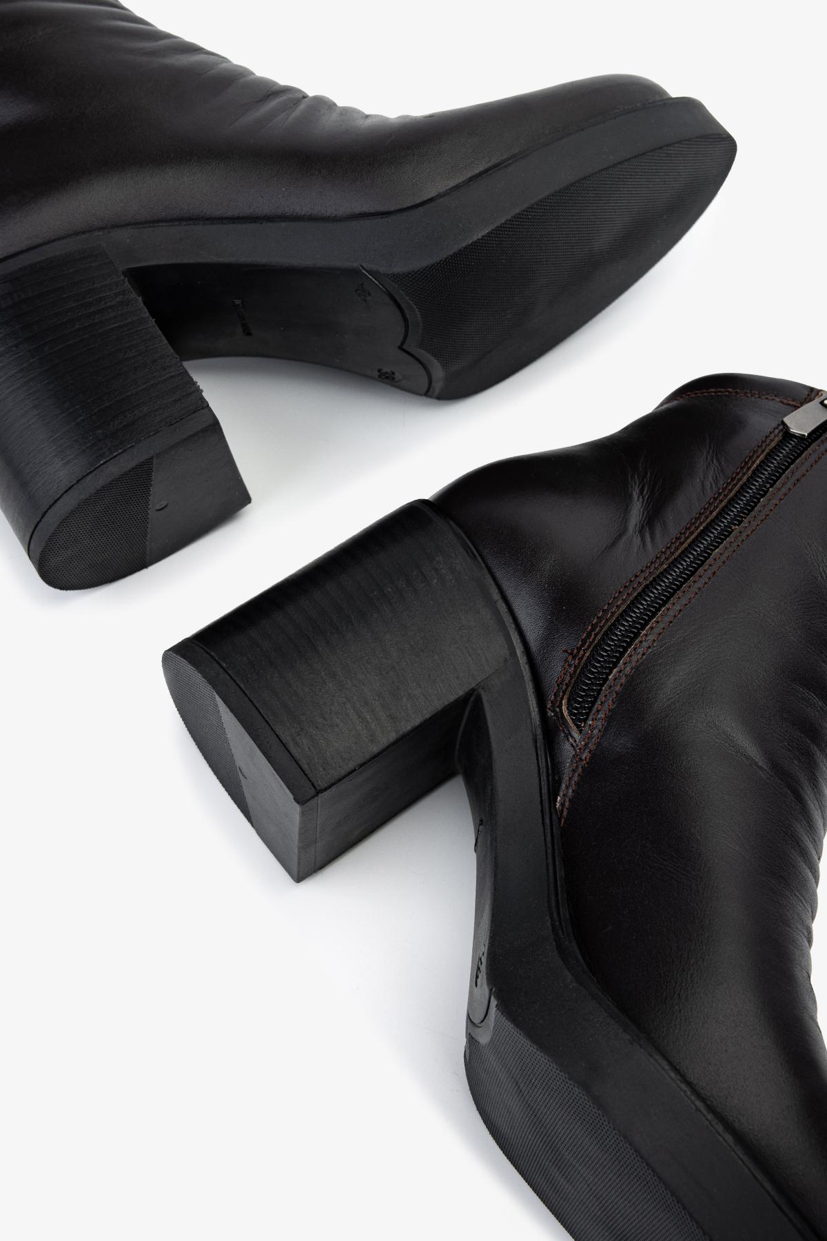 Valmenti Kadın Hakiki Deri Kahverengi Topuklu Bot