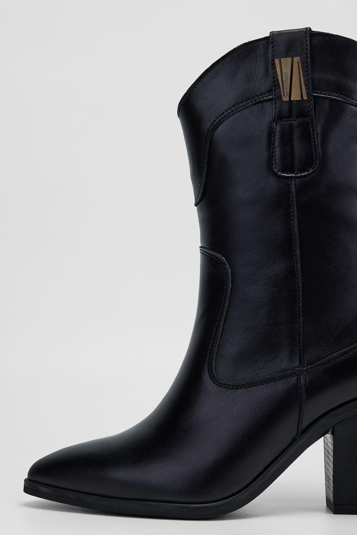 Valmenti Kadın Hakiki Deri Siyah Topuklu Bot