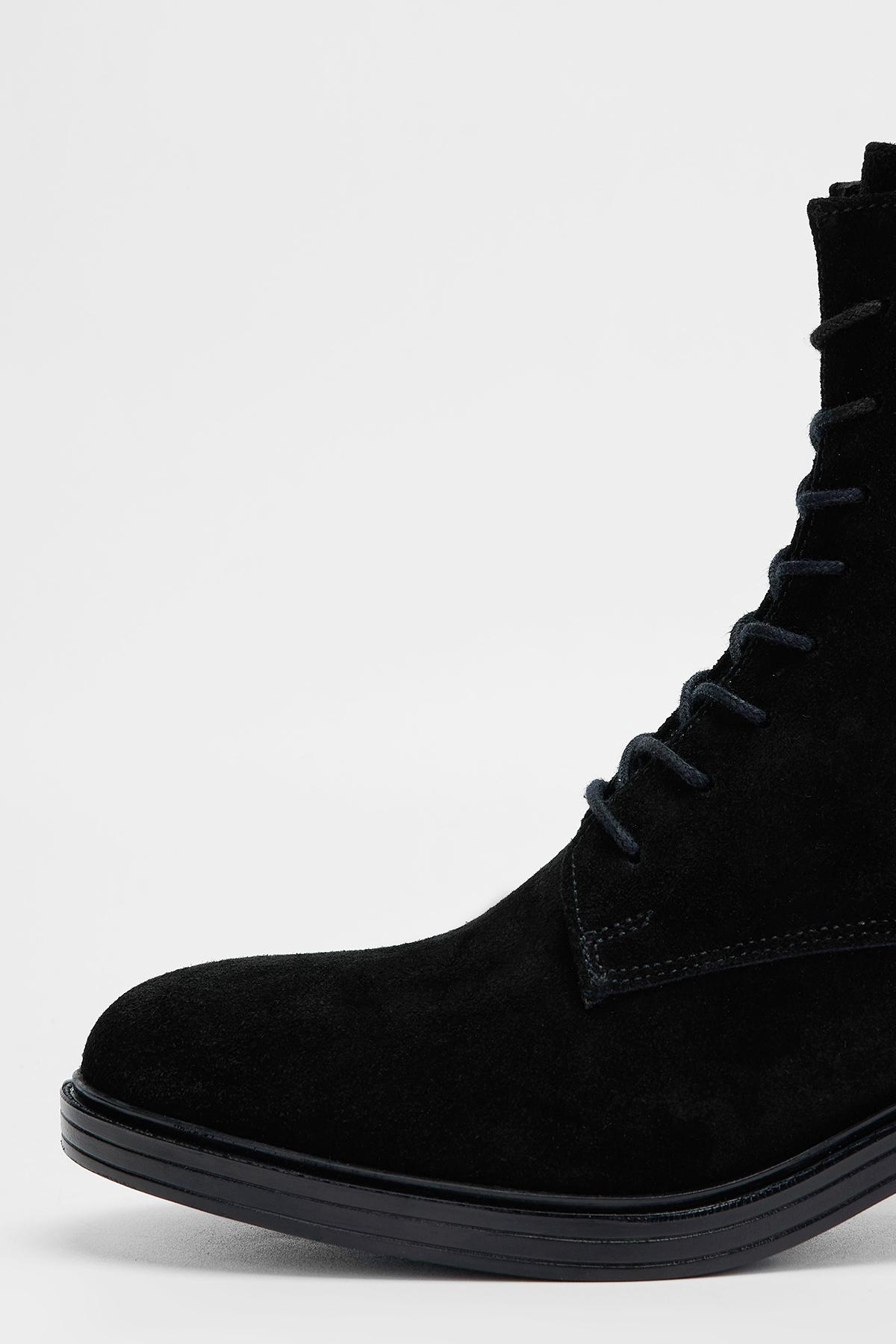 Valmenti Kadın Hakiki Deri Siyah Süet Topuklu Bot