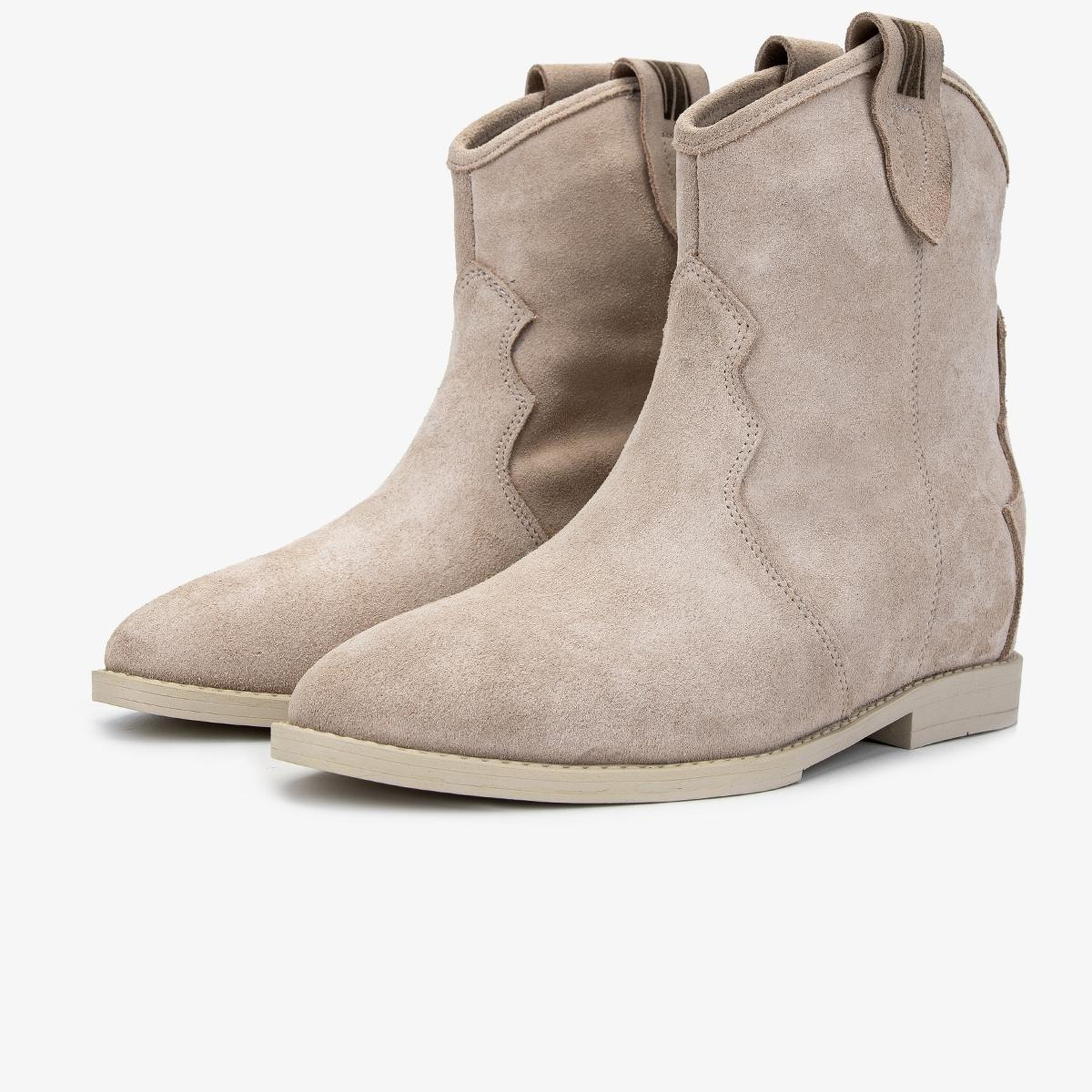 Valmenti Kadın Hakiki Deri Bej Süet Topuklu Bot