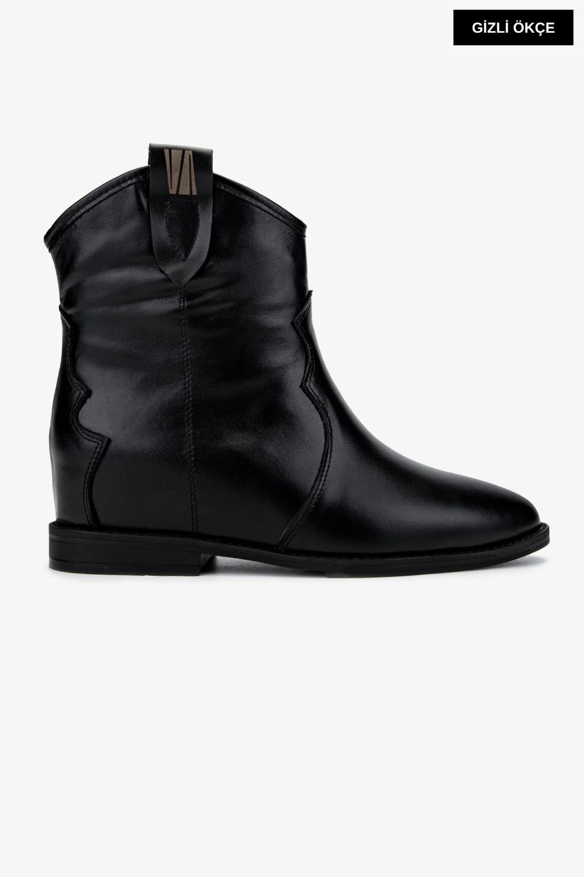 Valmenti Kadın Hakiki Deri Siyah Topuklu Bot
