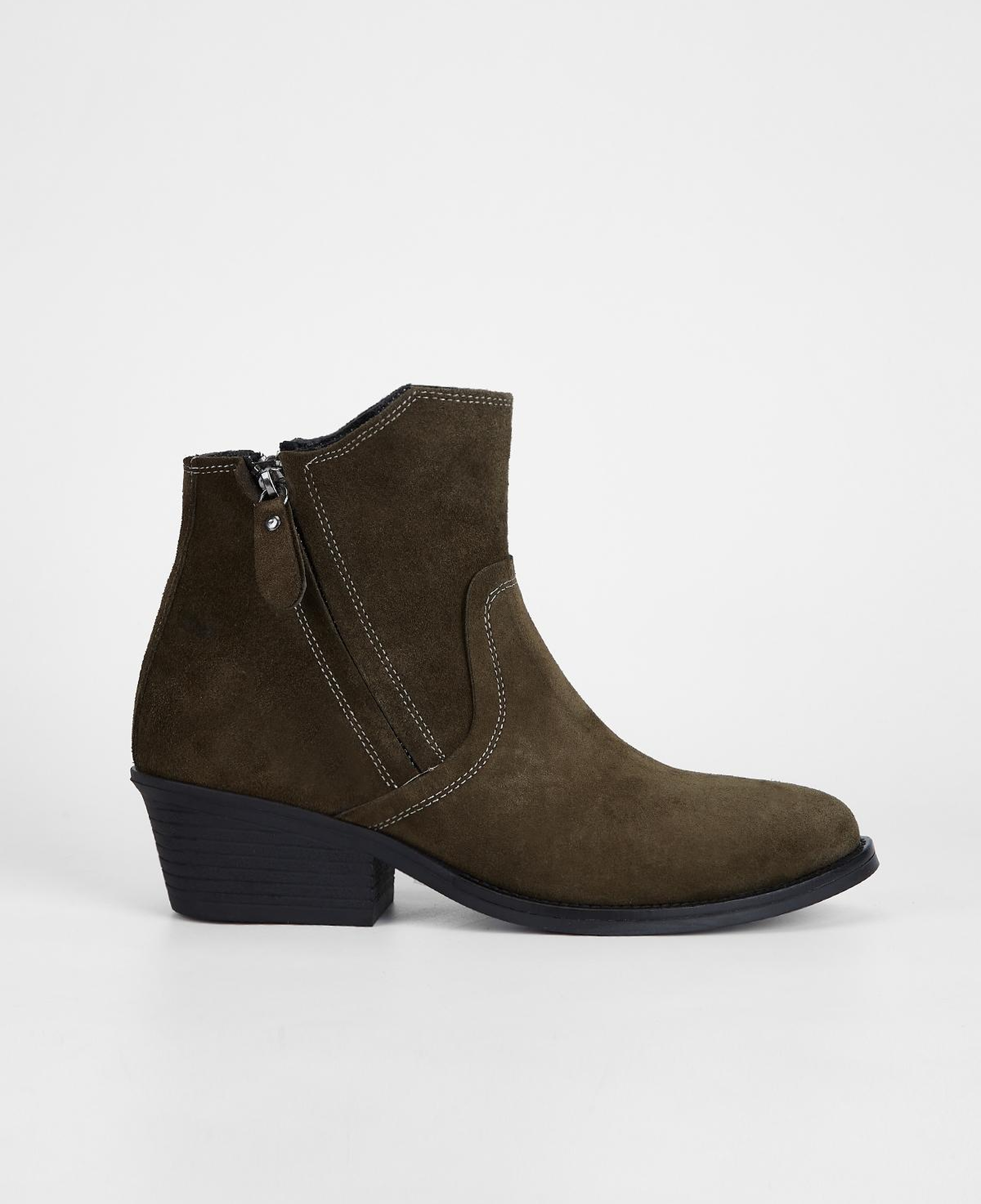 Valmenti Kadın Hakiki Deri Haki Süet Topuklu Bot