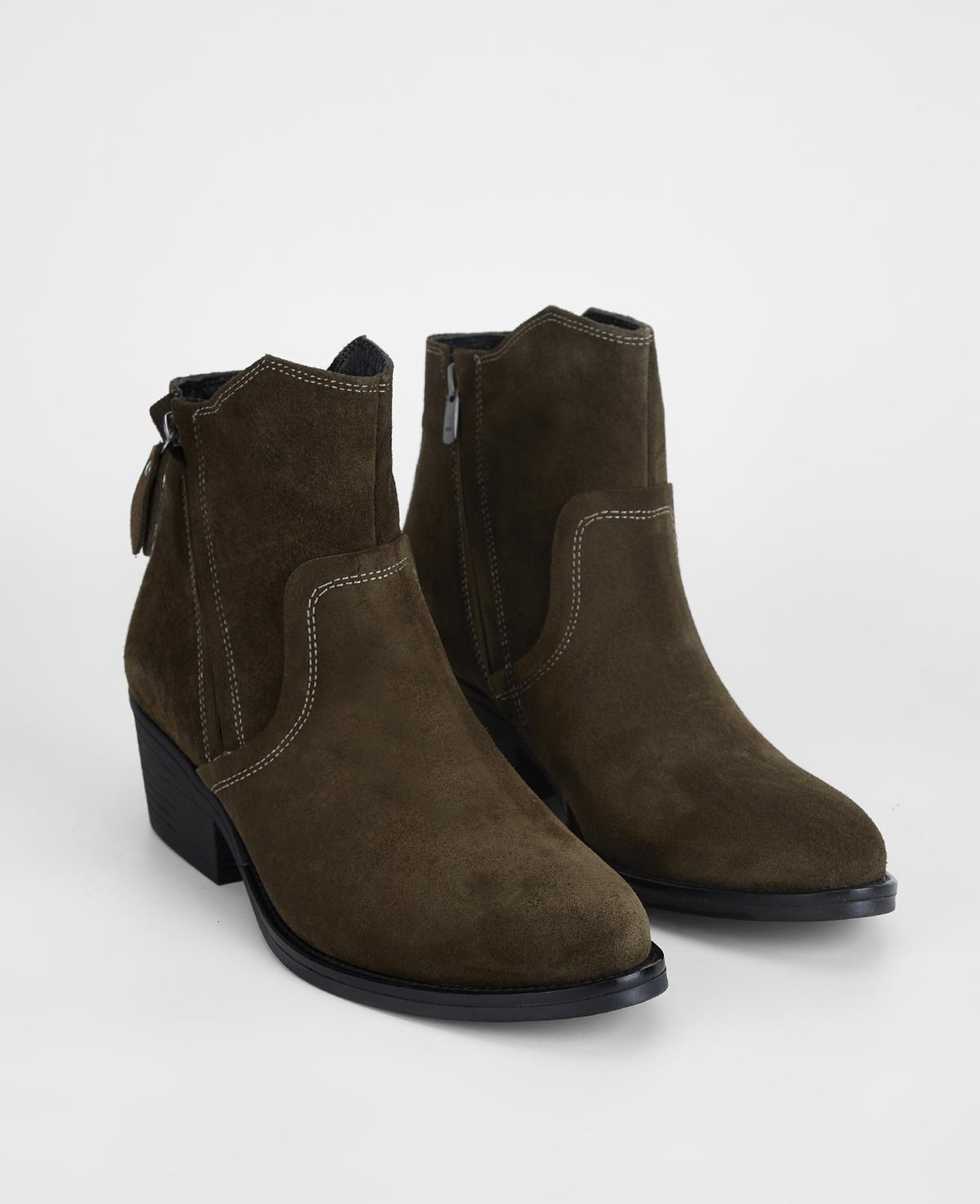 Valmenti Kadın Hakiki Deri Haki Süet Topuklu Bot