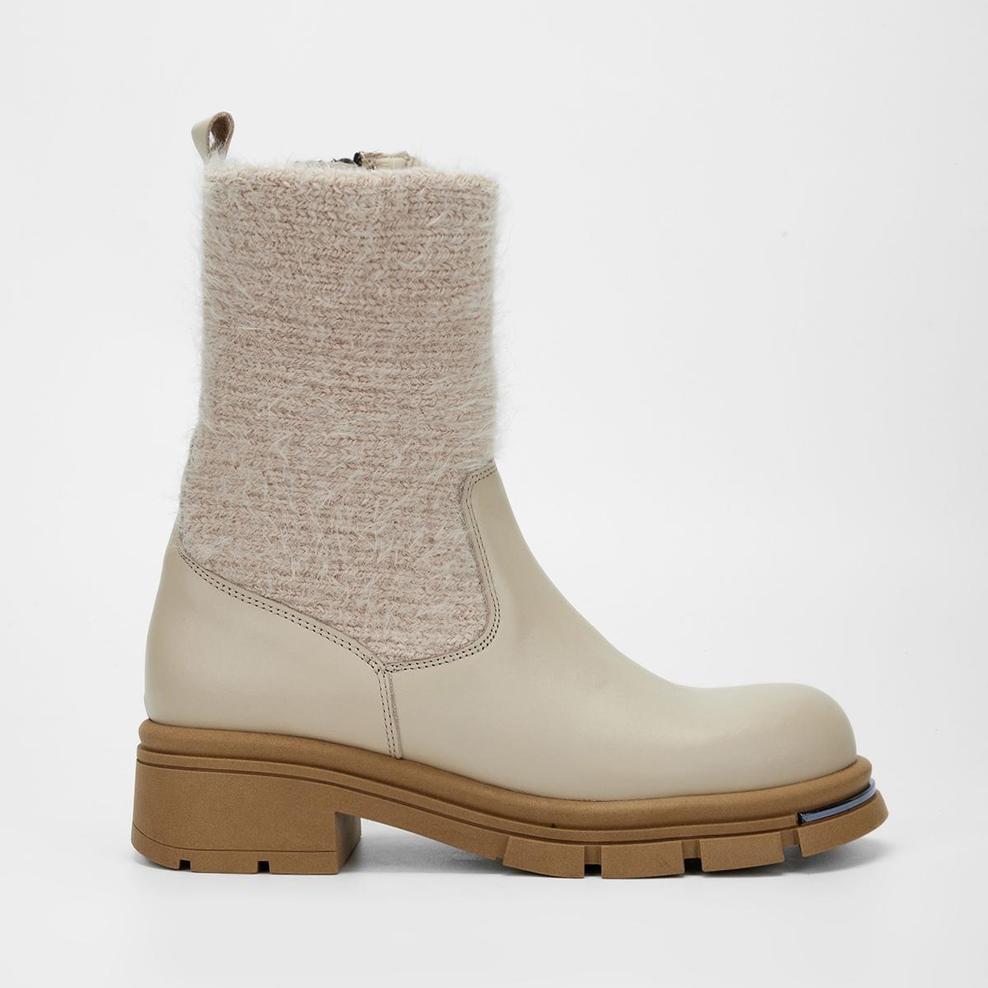 Valmenti Kadın Hakiki Deri Bej Düz Bot