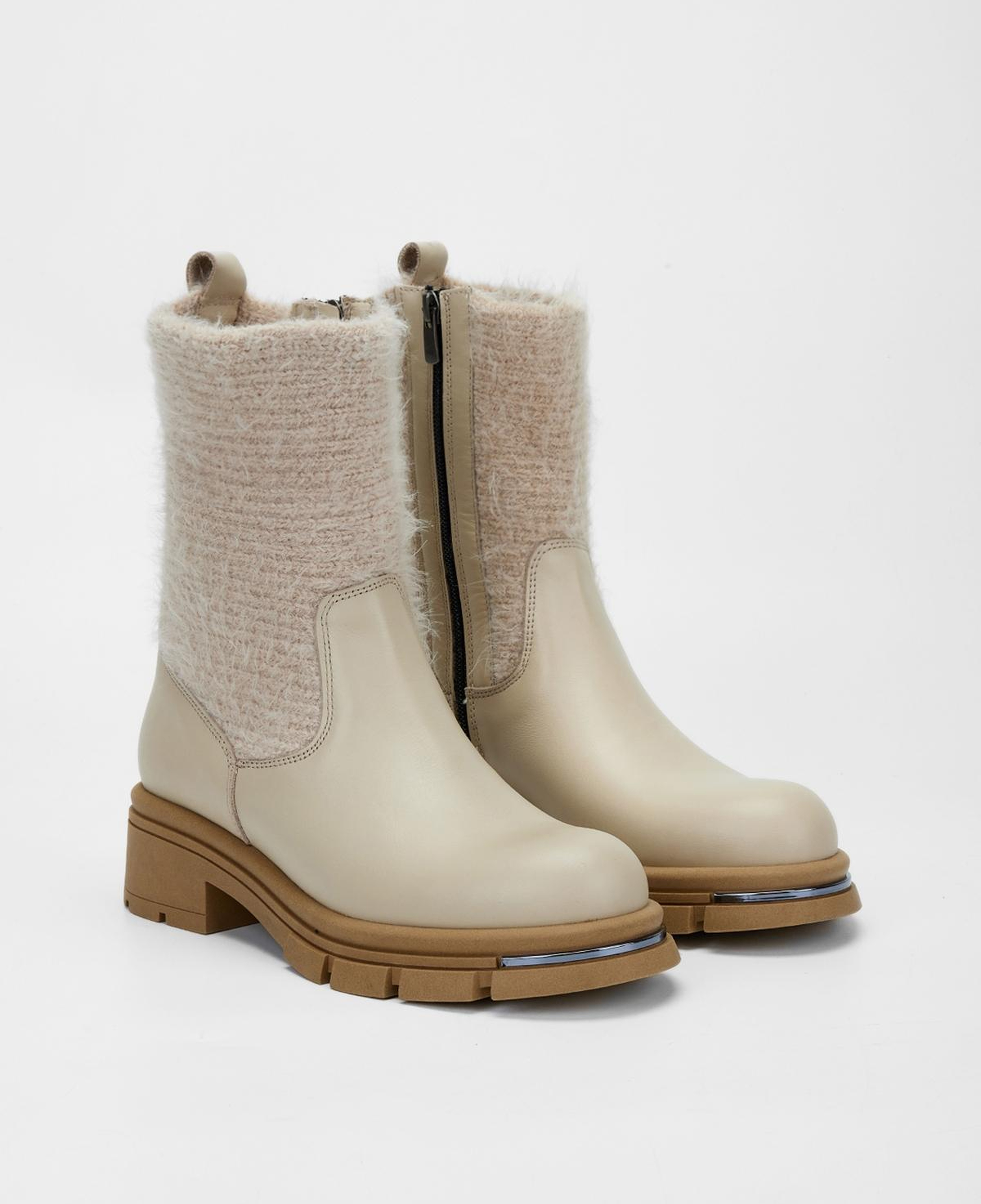 Valmenti Kadın Hakiki Deri Bej Düz Bot