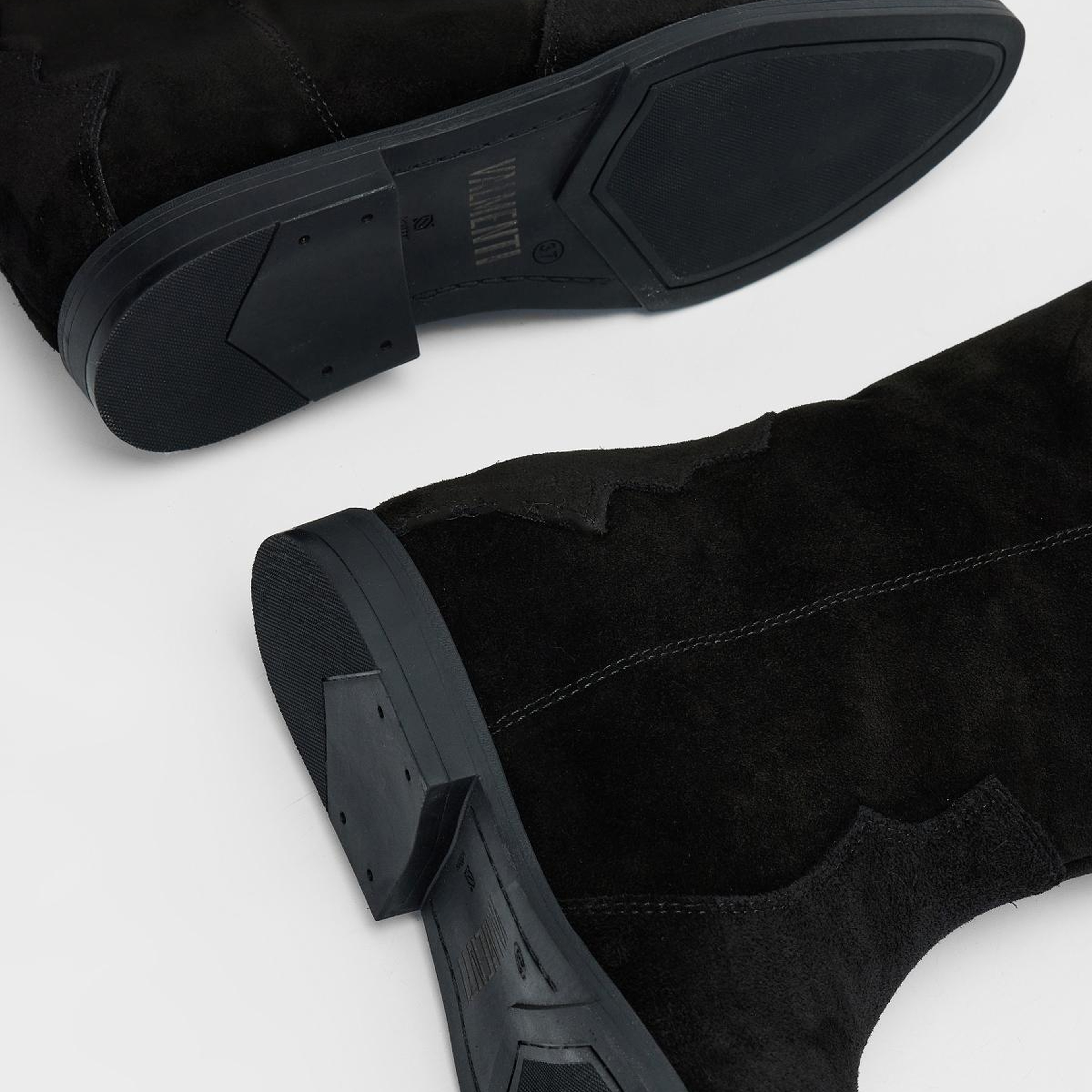 Valmenti Kadın Hakiki Deri Siyah Süet Topuklu Bot