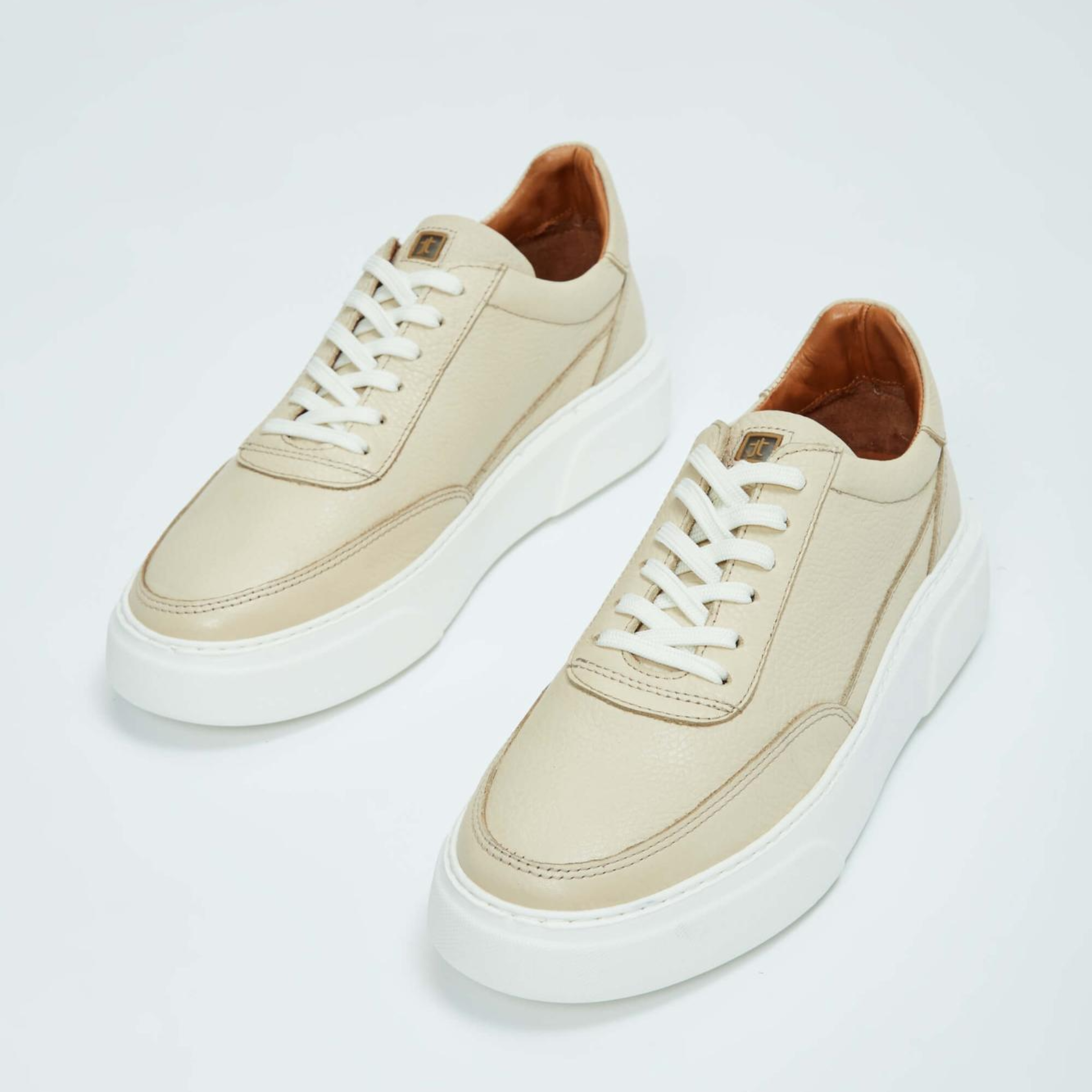 Tamer Tanca Erkek Hakiki Deri Bej Sneakers & Spor Ayakkabı