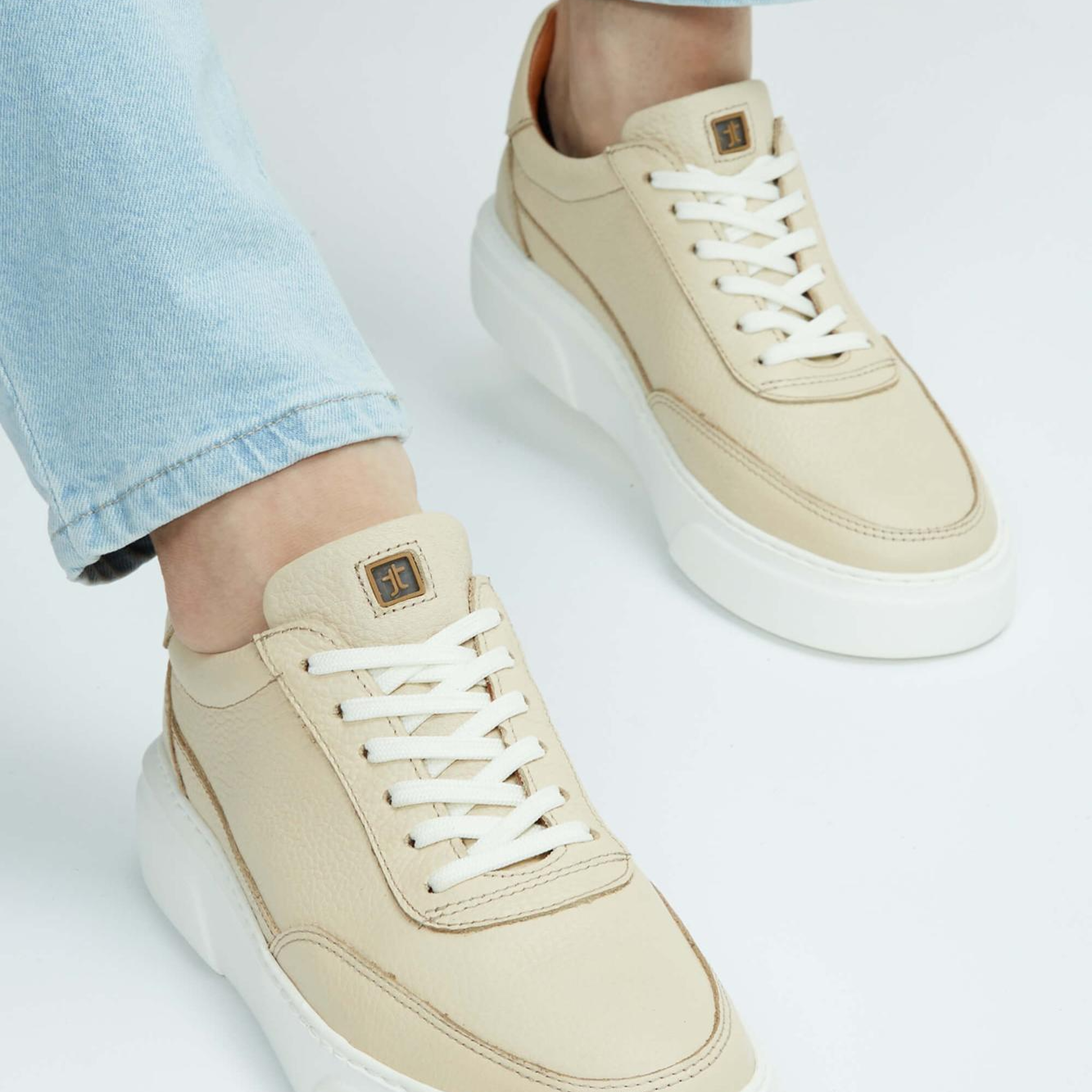 Tamer Tanca Erkek Hakiki Deri Bej Sneakers & Spor Ayakkabı