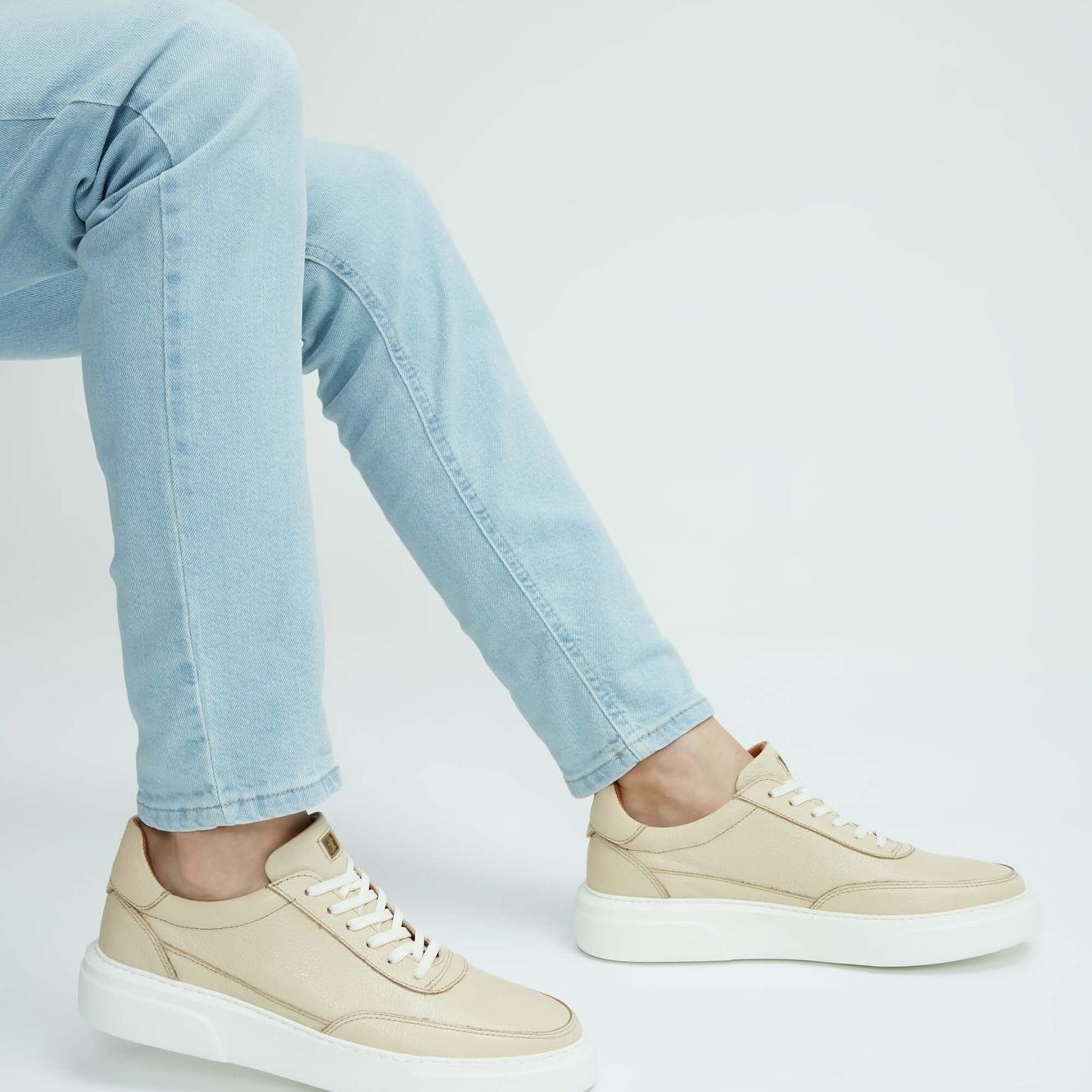 Tamer Tanca Erkek Hakiki Deri Bej Sneakers & Spor Ayakkabı