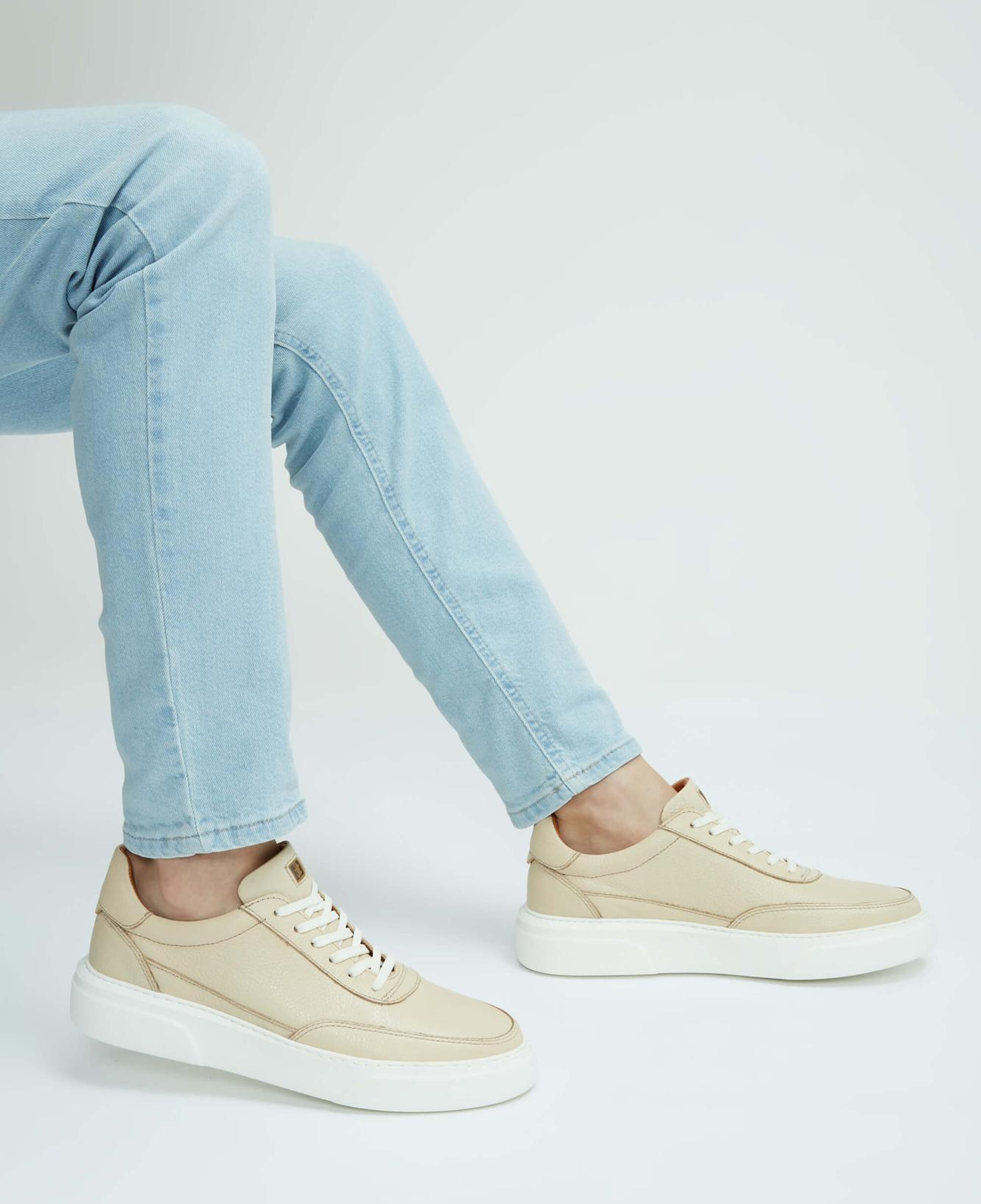 Tamer Tanca Erkek Hakiki Deri Bej Sneakers & Spor Ayakkabı