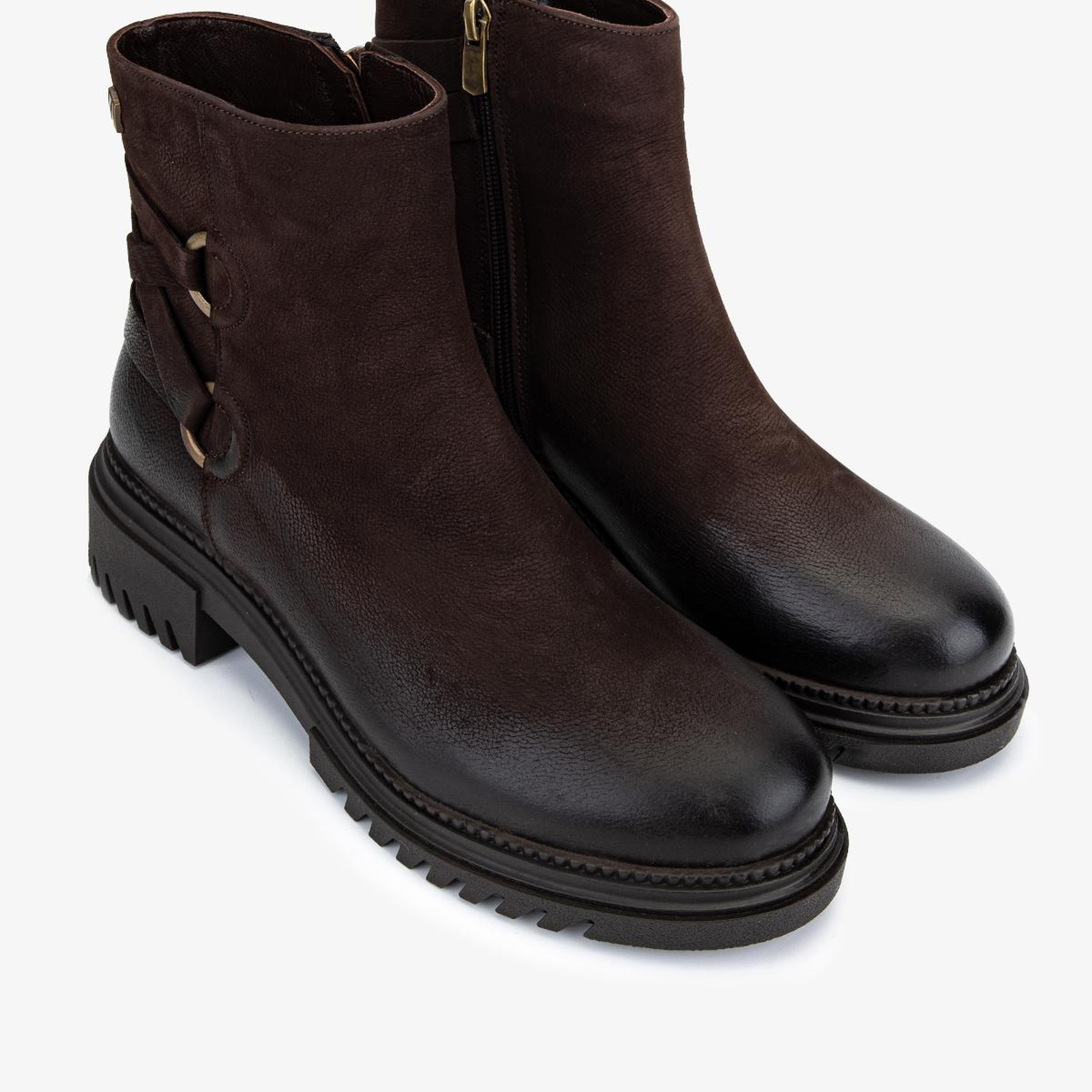 Valmenti Kadın Hakiki Deri Kahverengi Nubuk Düz Bot