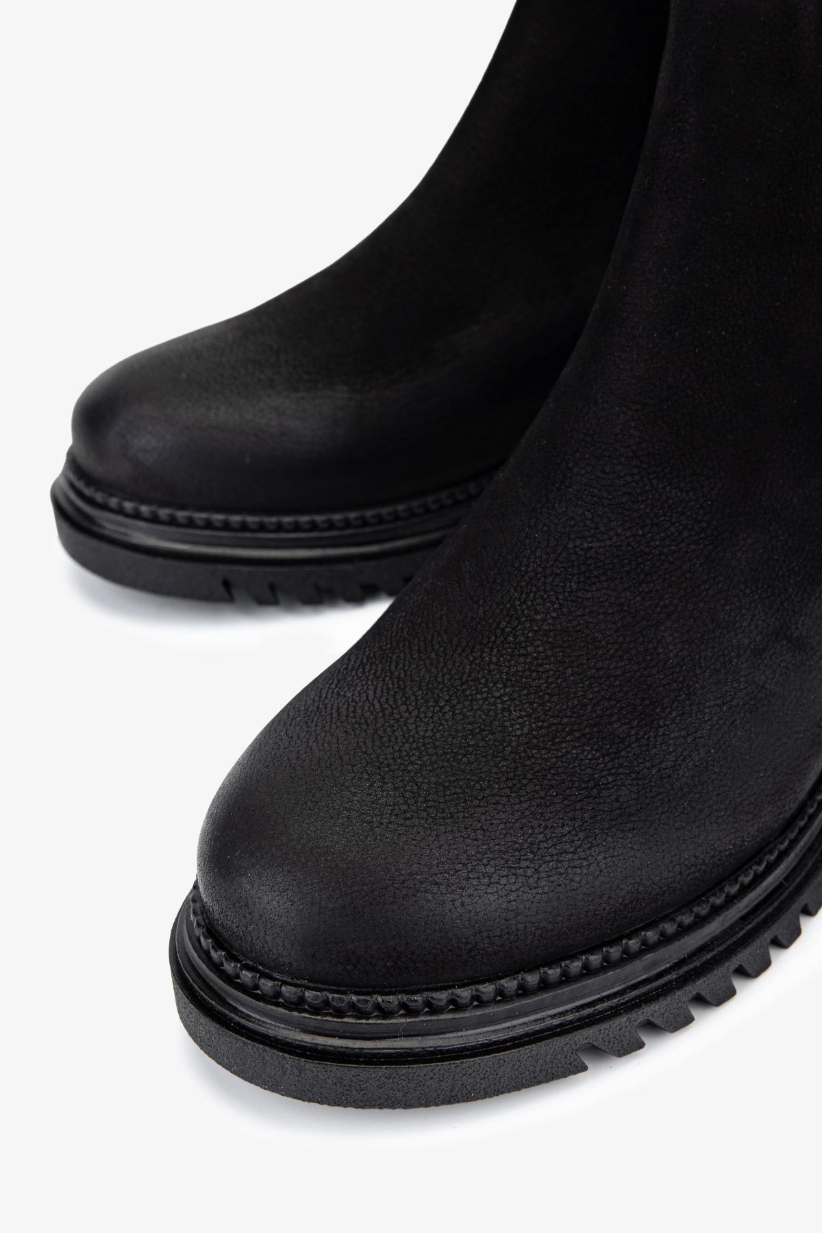 Valmenti Kadın Hakiki Deri Siyah Nubuk Düz Bot