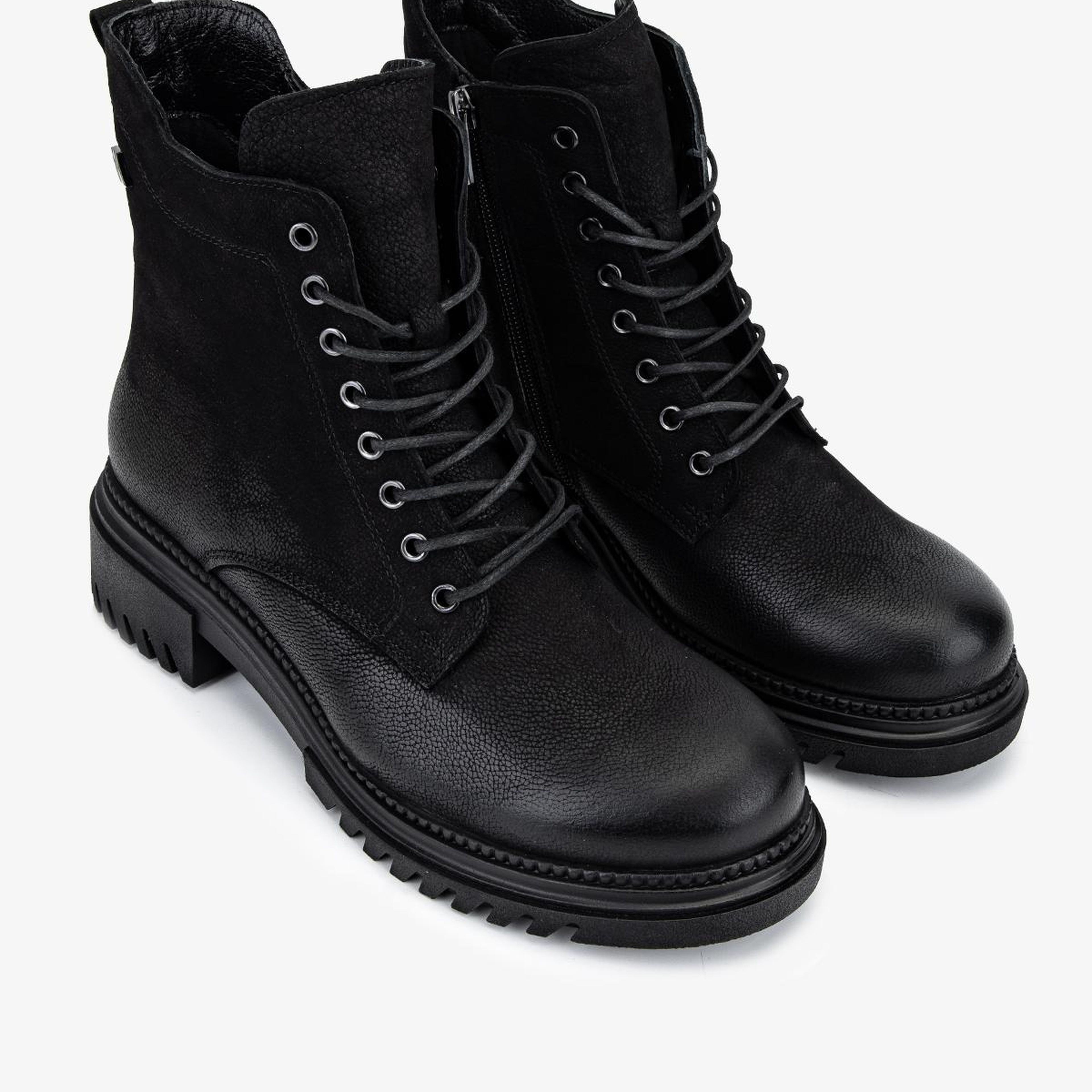 Valmenti Kadın Hakiki Deri Siyah Nubuk Düz Bot