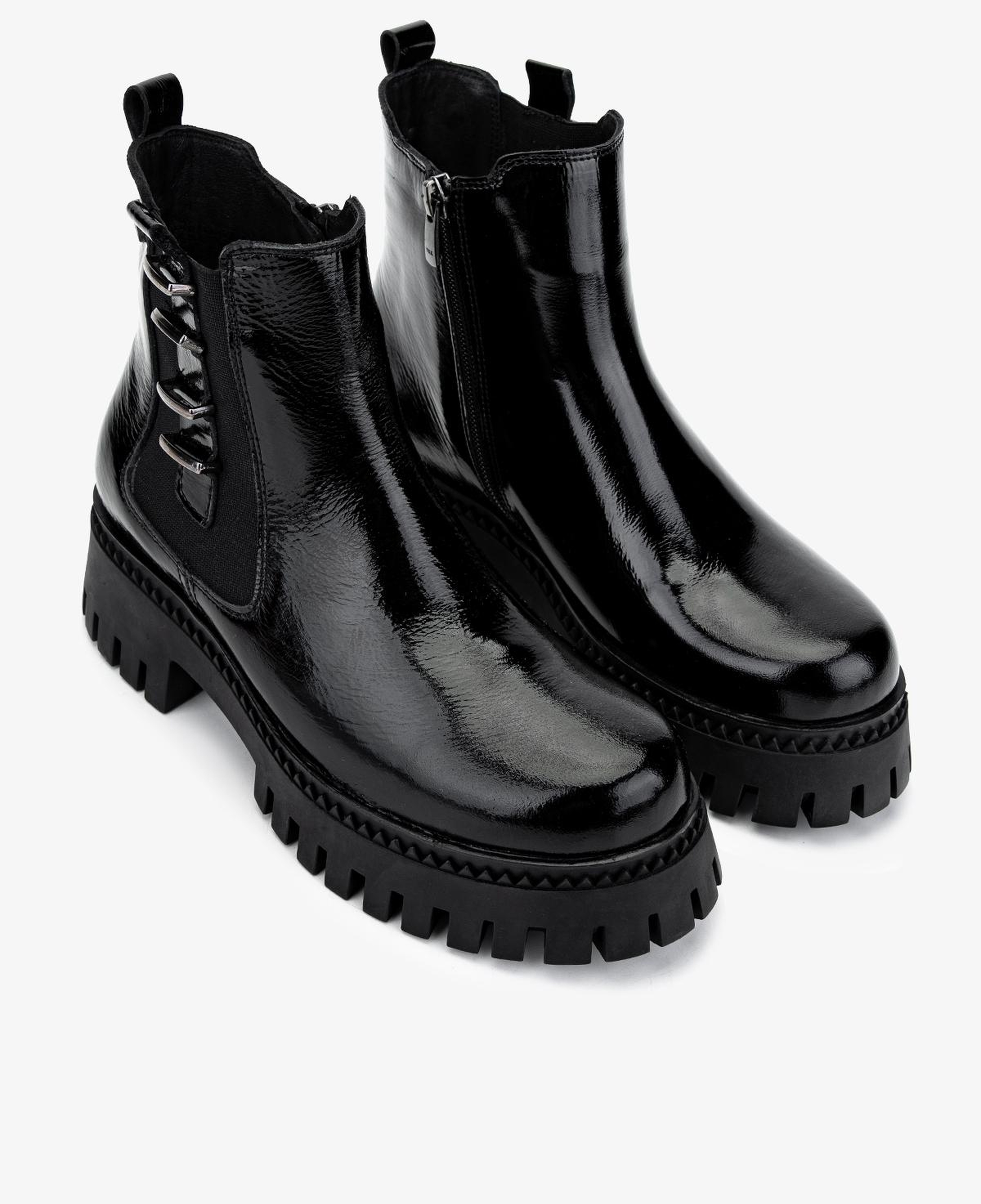 Valmenti Kadın Hakiki Deri Siyah Rugan Düz Bot