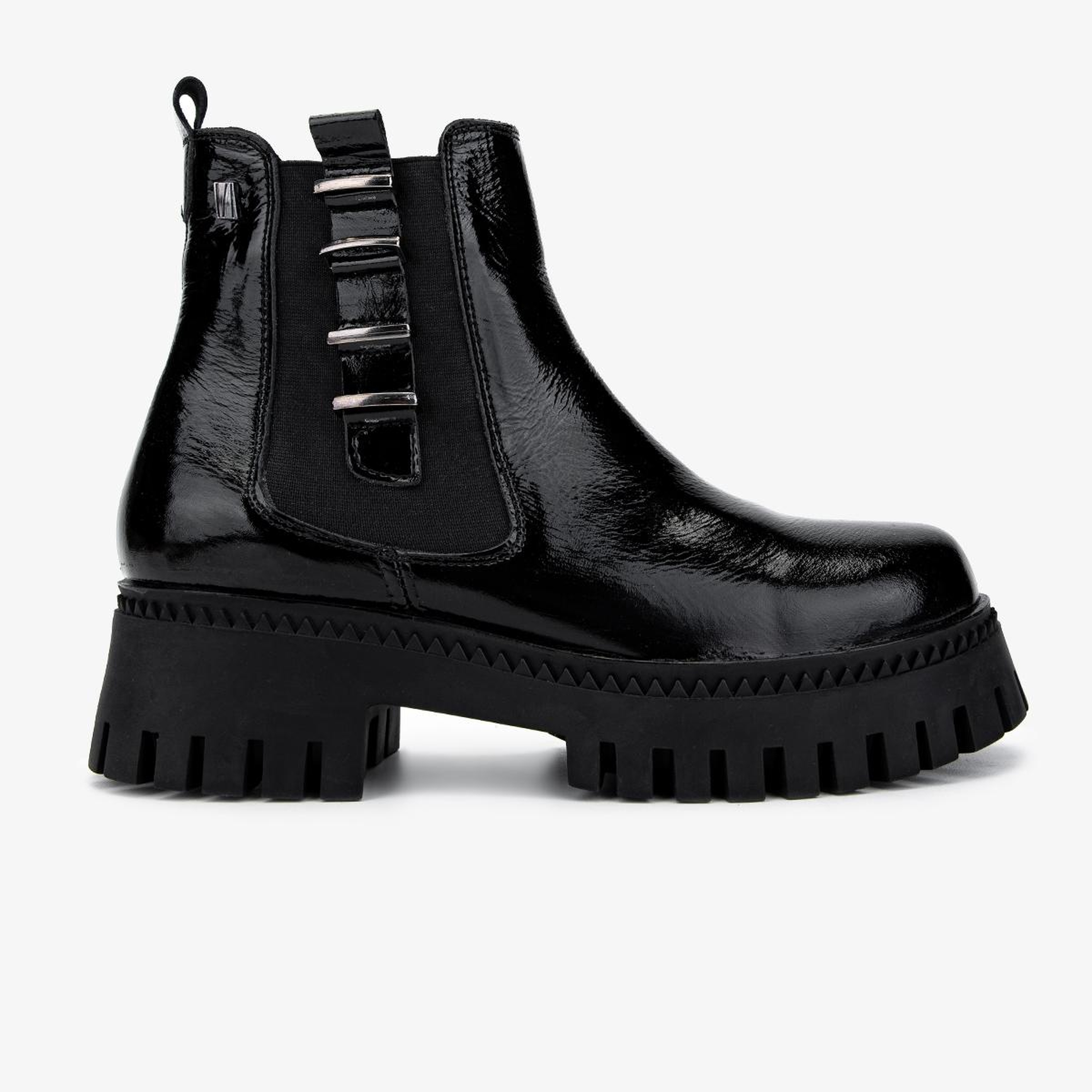 Valmenti Kadın Hakiki Deri Siyah Rugan Düz Bot