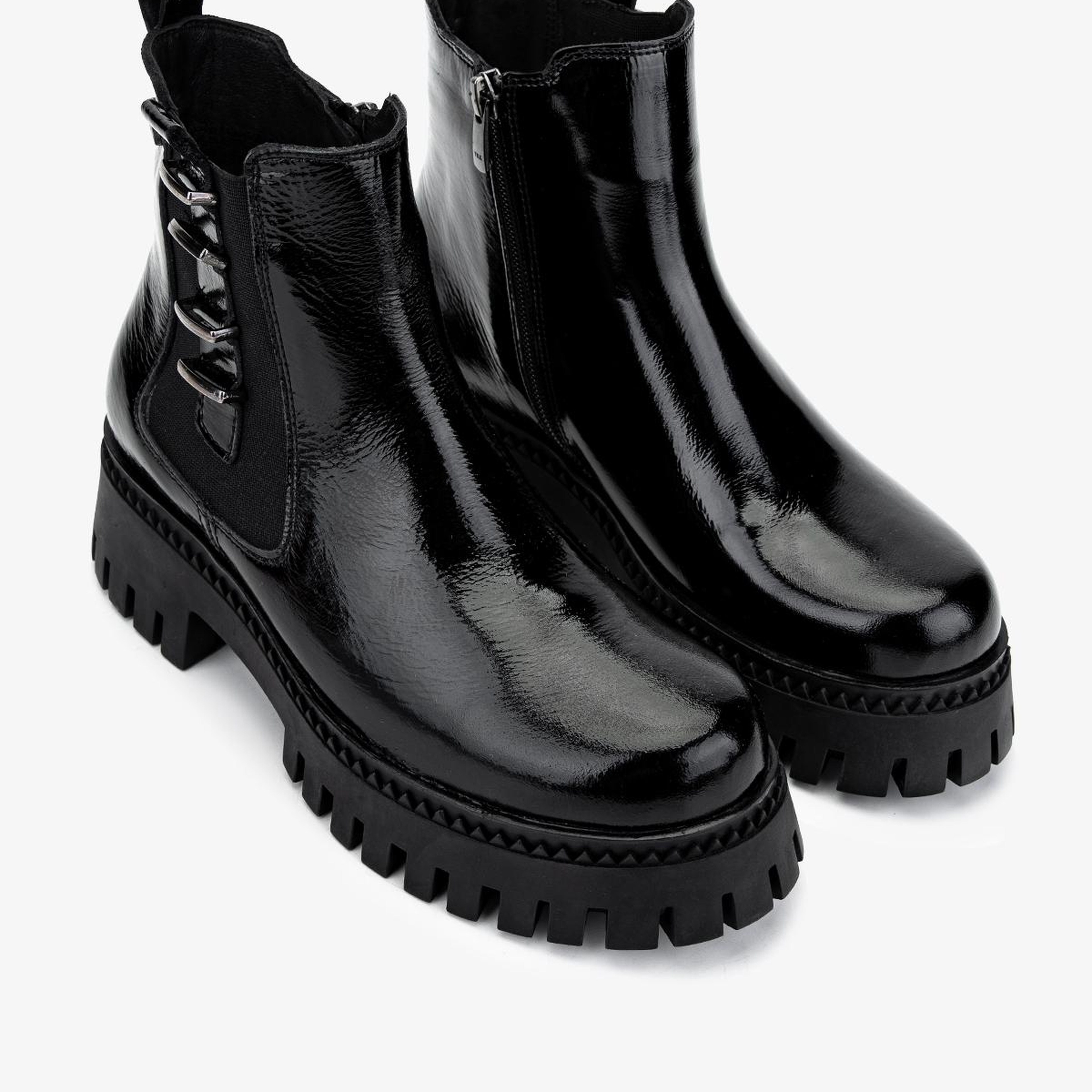 Valmenti Kadın Hakiki Deri Siyah Rugan Düz Bot