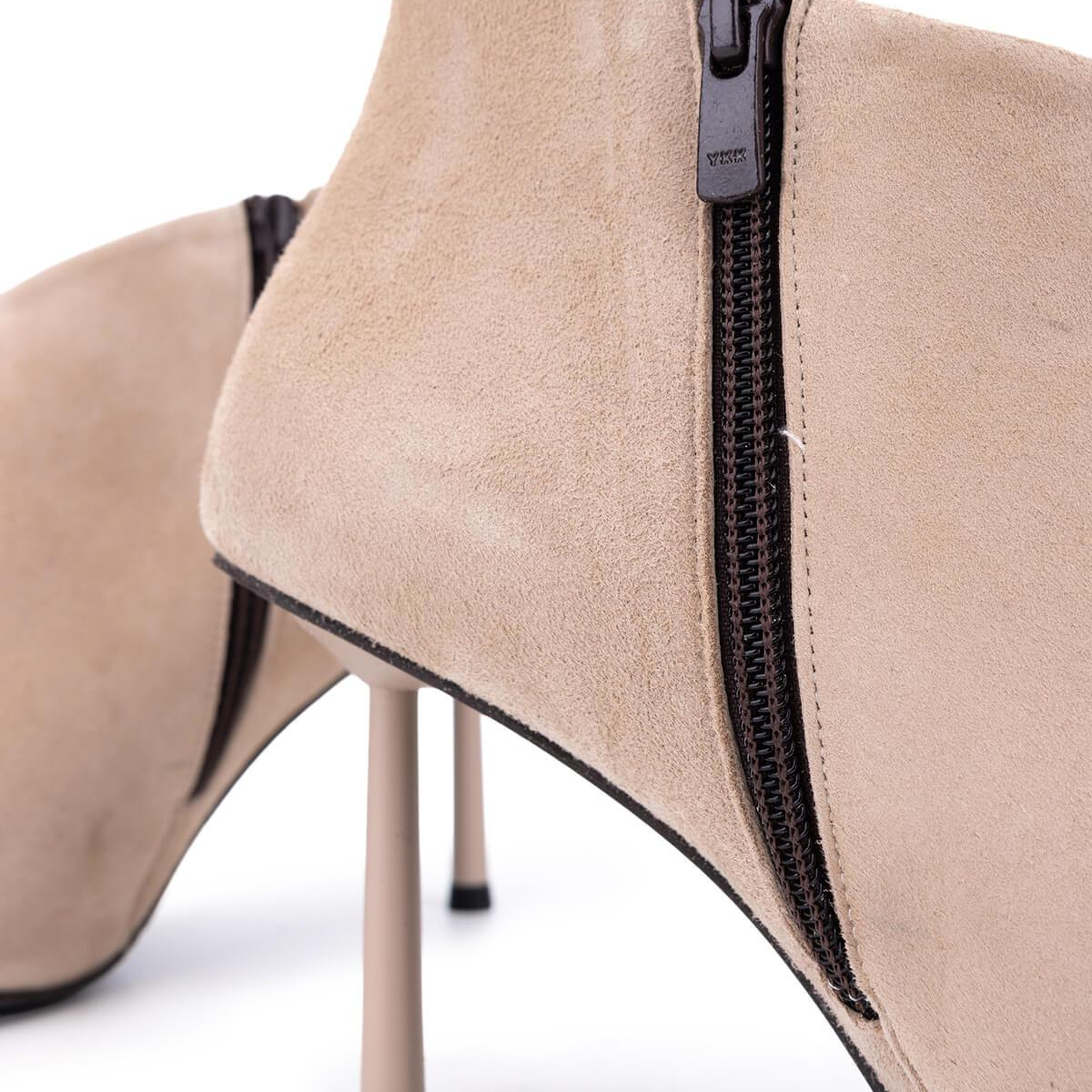 Tamer Tanca Kadın Hakiki Deri Bej Topuklu Bot