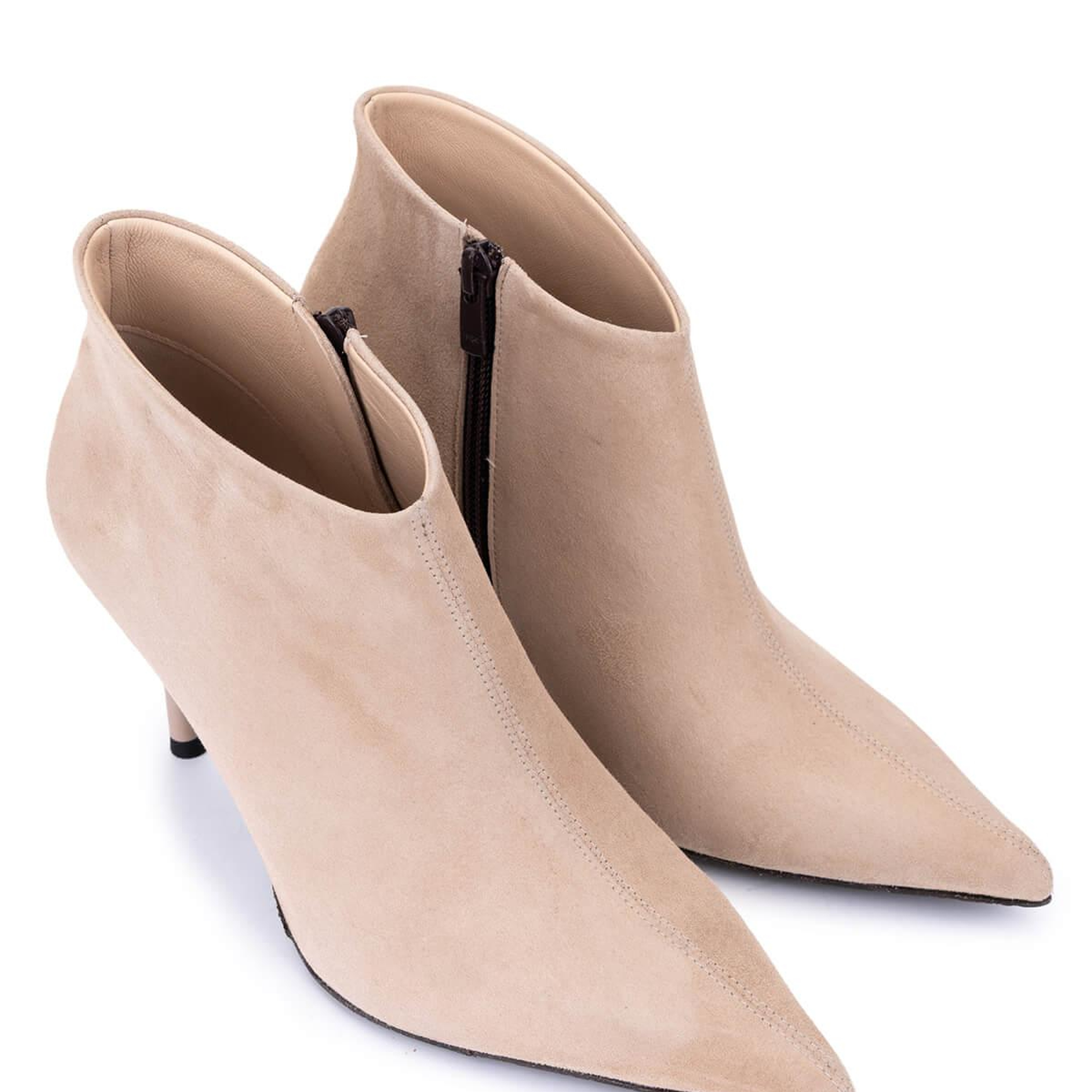 Tamer Tanca Kadın Hakiki Deri Bej Topuklu Bot