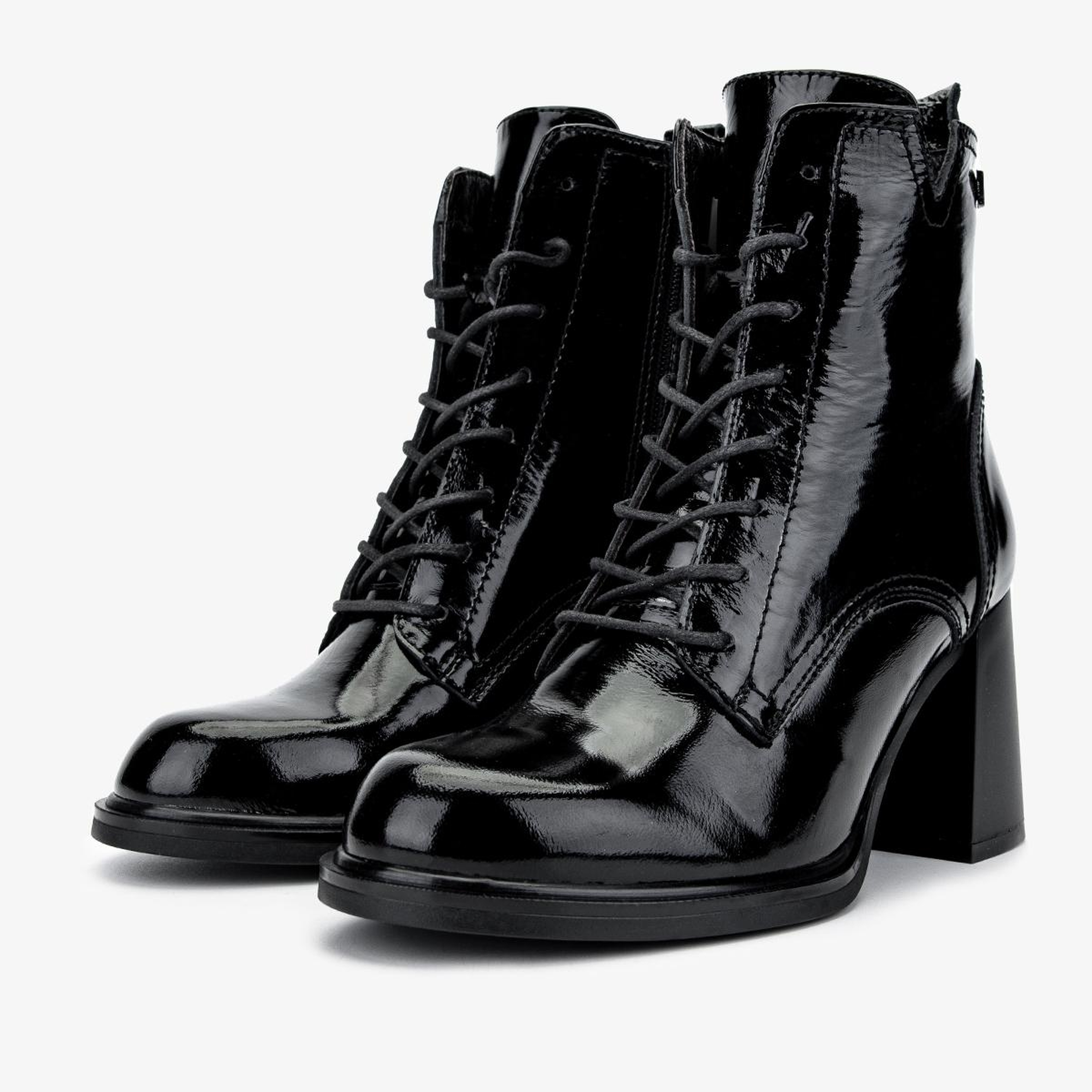 Valmenti Kadın Hakiki Deri Siyah Kırışık Rugan Topuklu Bot