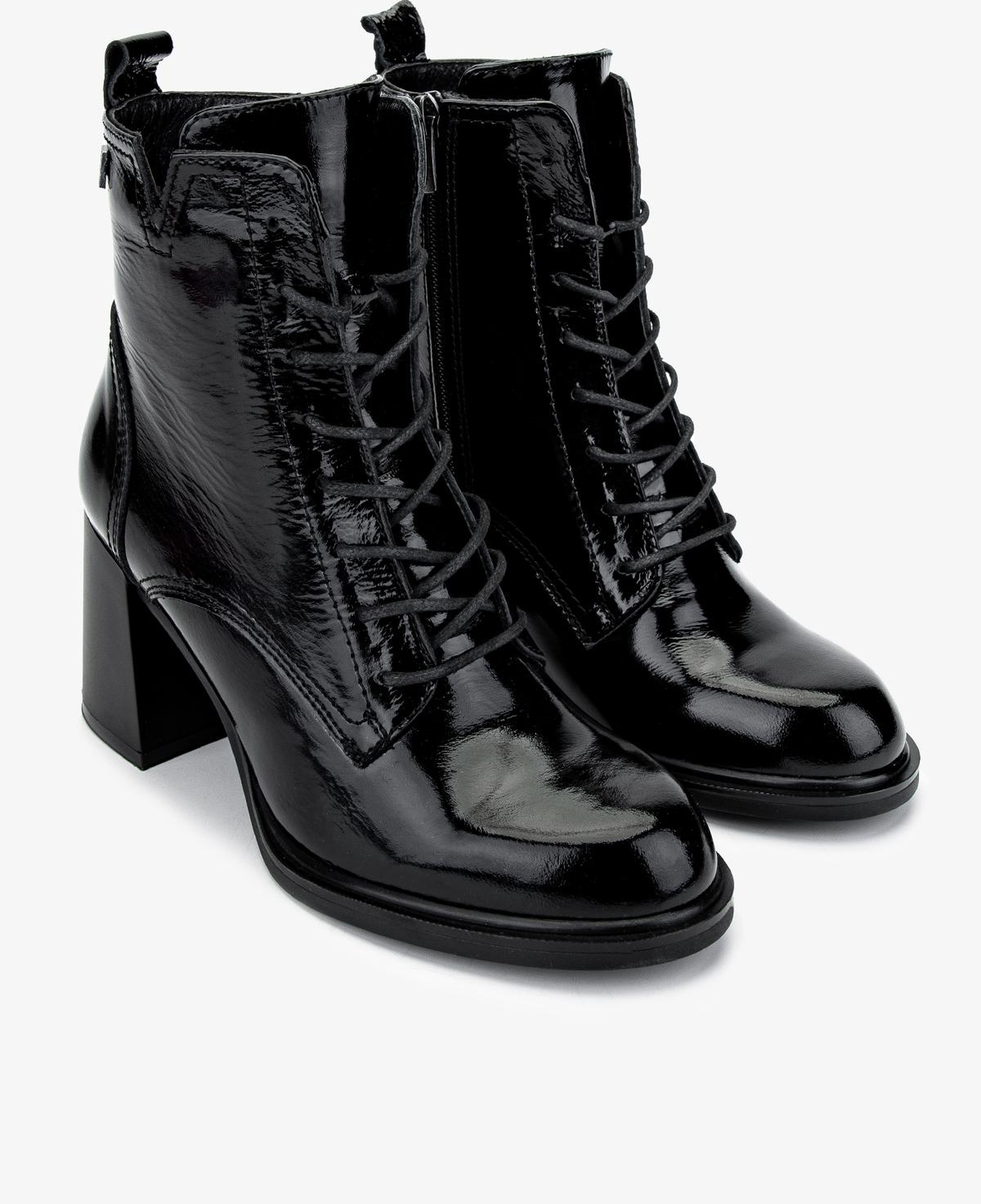 Valmenti Kadın Hakiki Deri Siyah Kırışık Rugan Topuklu Bot