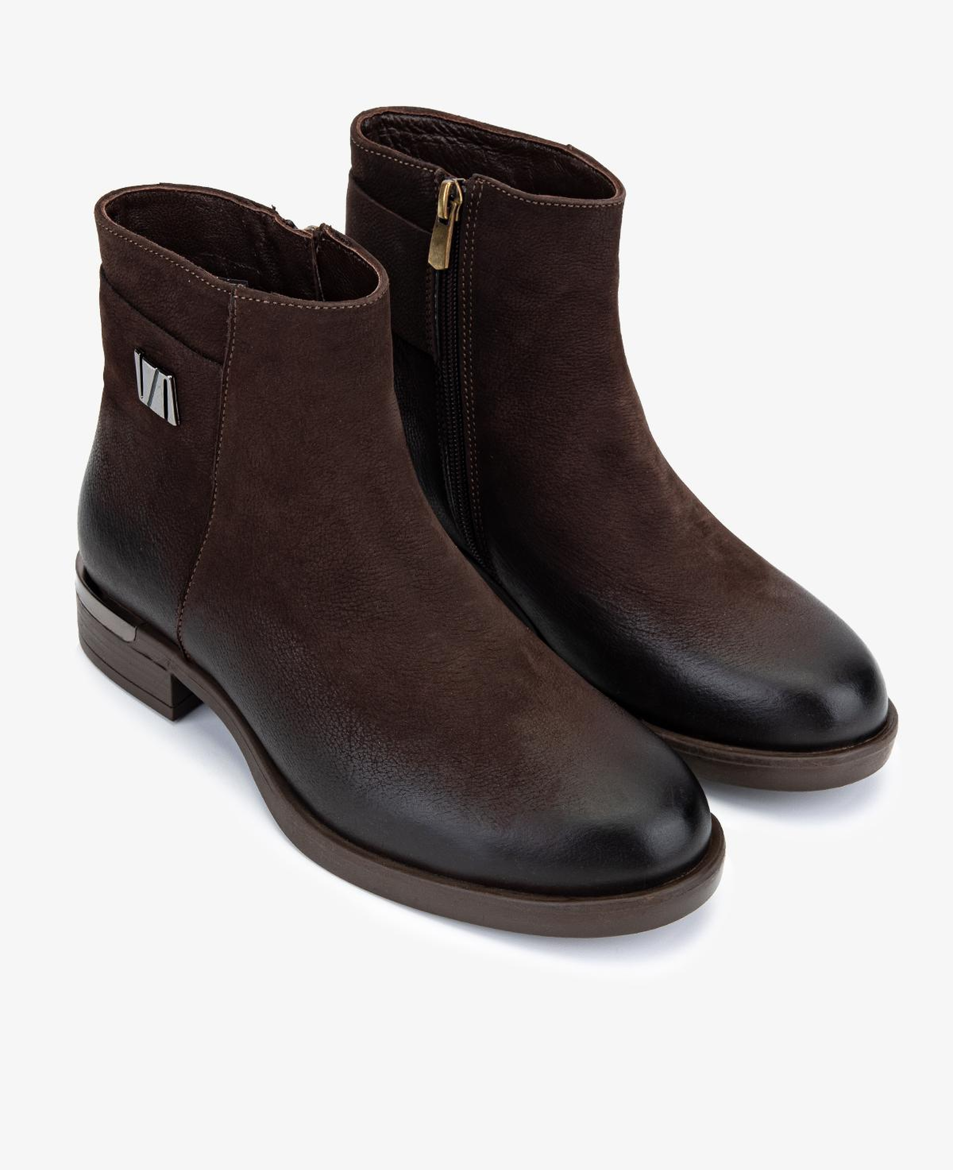 Valmenti Kadın Hakiki Deri Kahverengi Nubuk Düz Bot