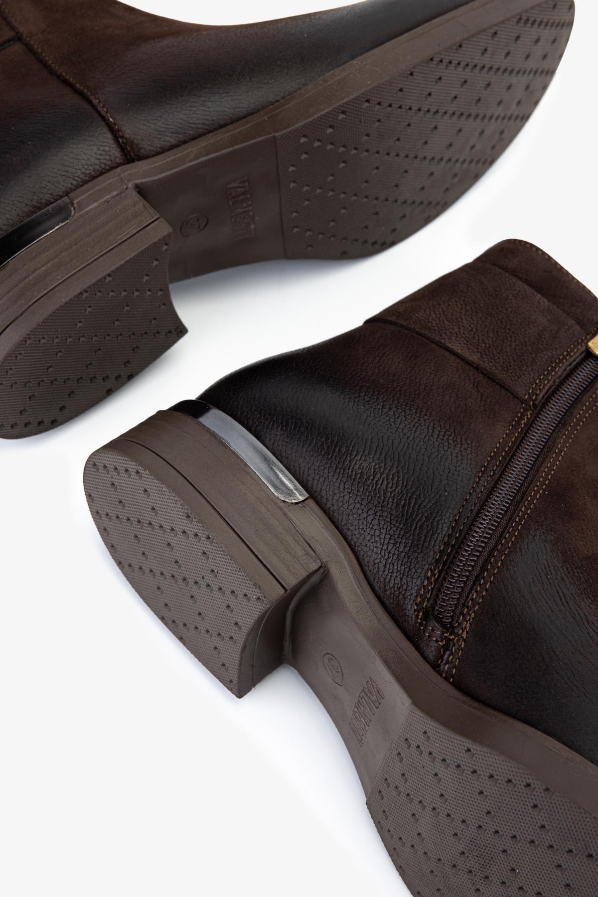 Valmenti Kadın Hakiki Deri Kahverengi Nubuk Düz Bot