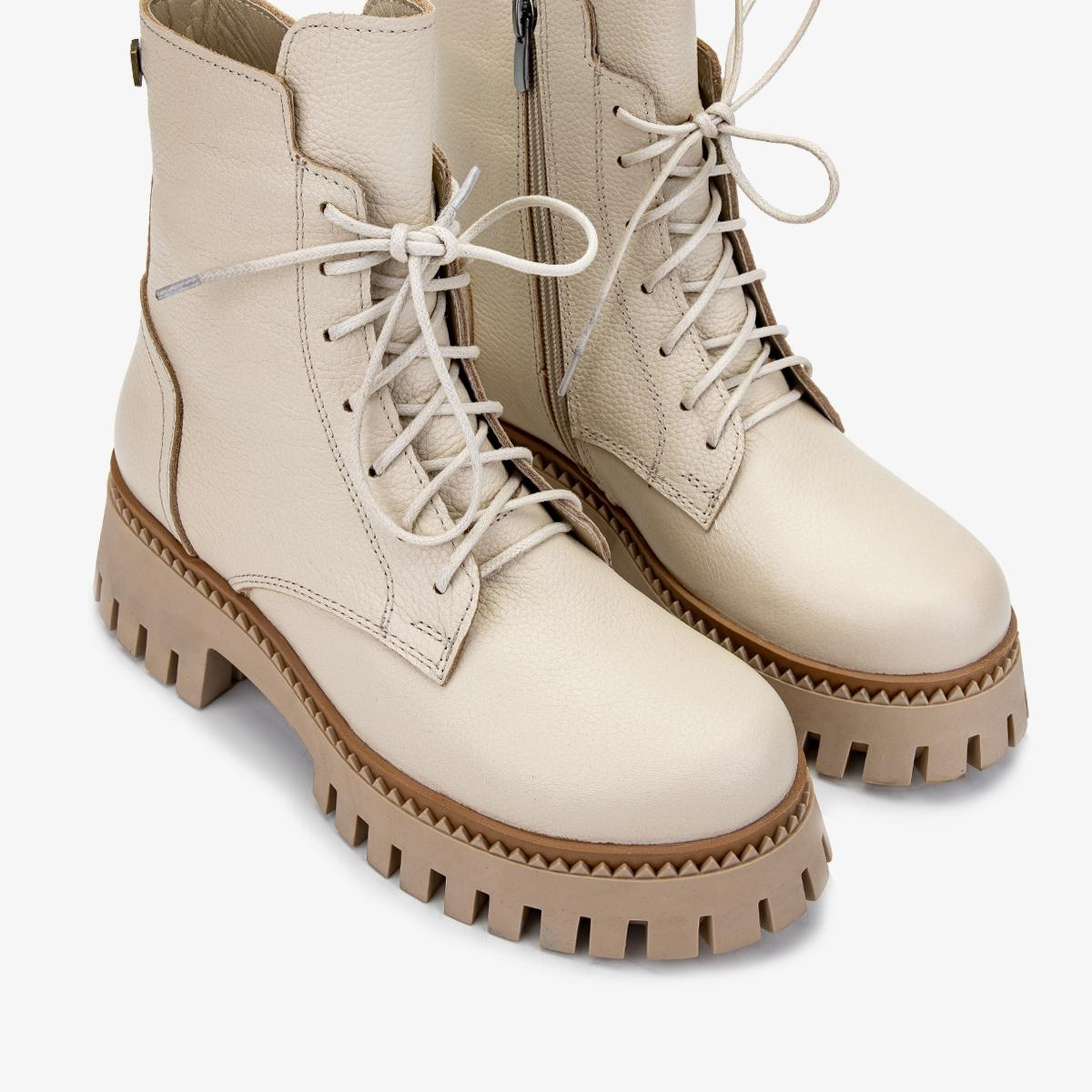 Valmenti Kadın Hakiki Deri Bej Floter Düz Bot