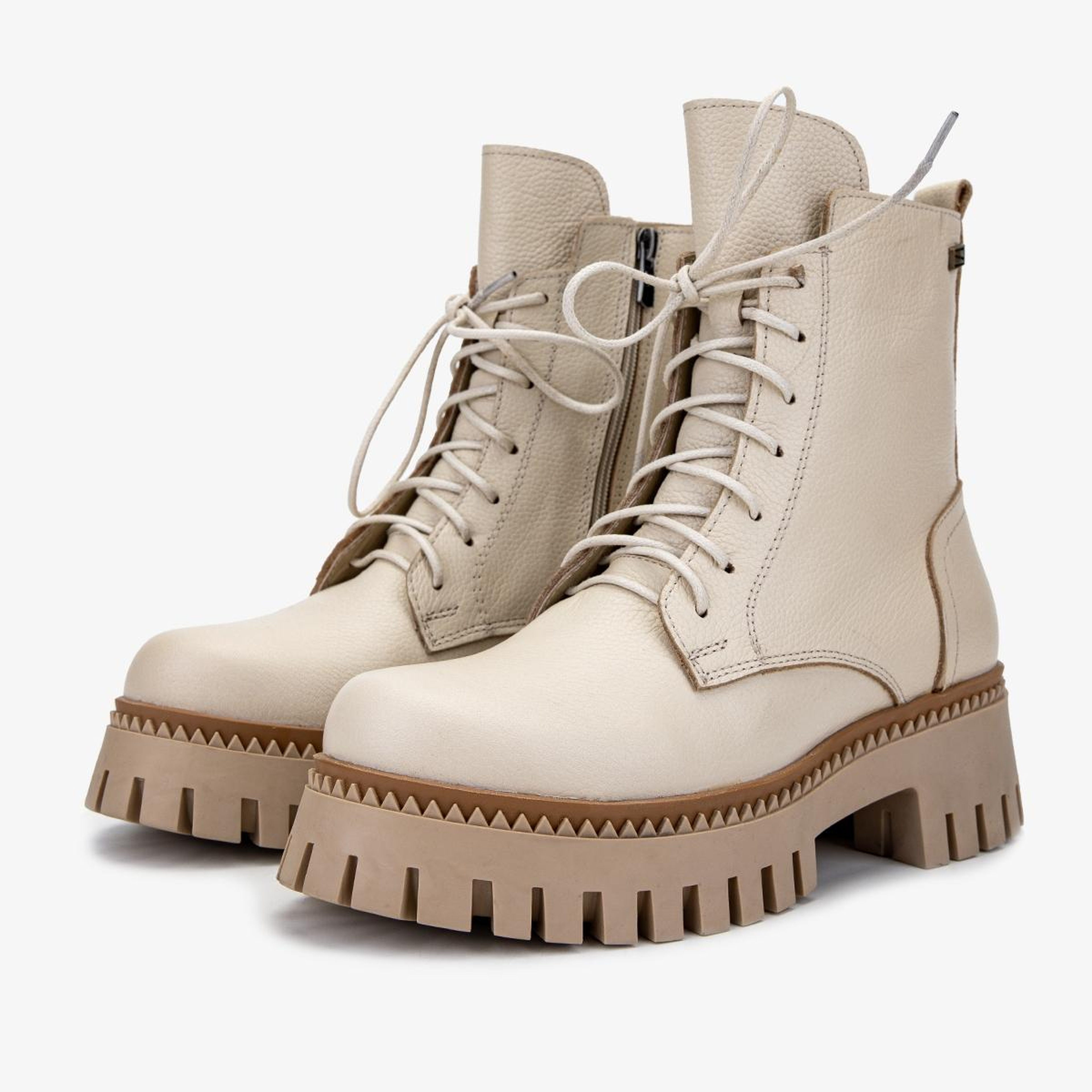 Valmenti Kadın Hakiki Deri Bej Floter Düz Bot