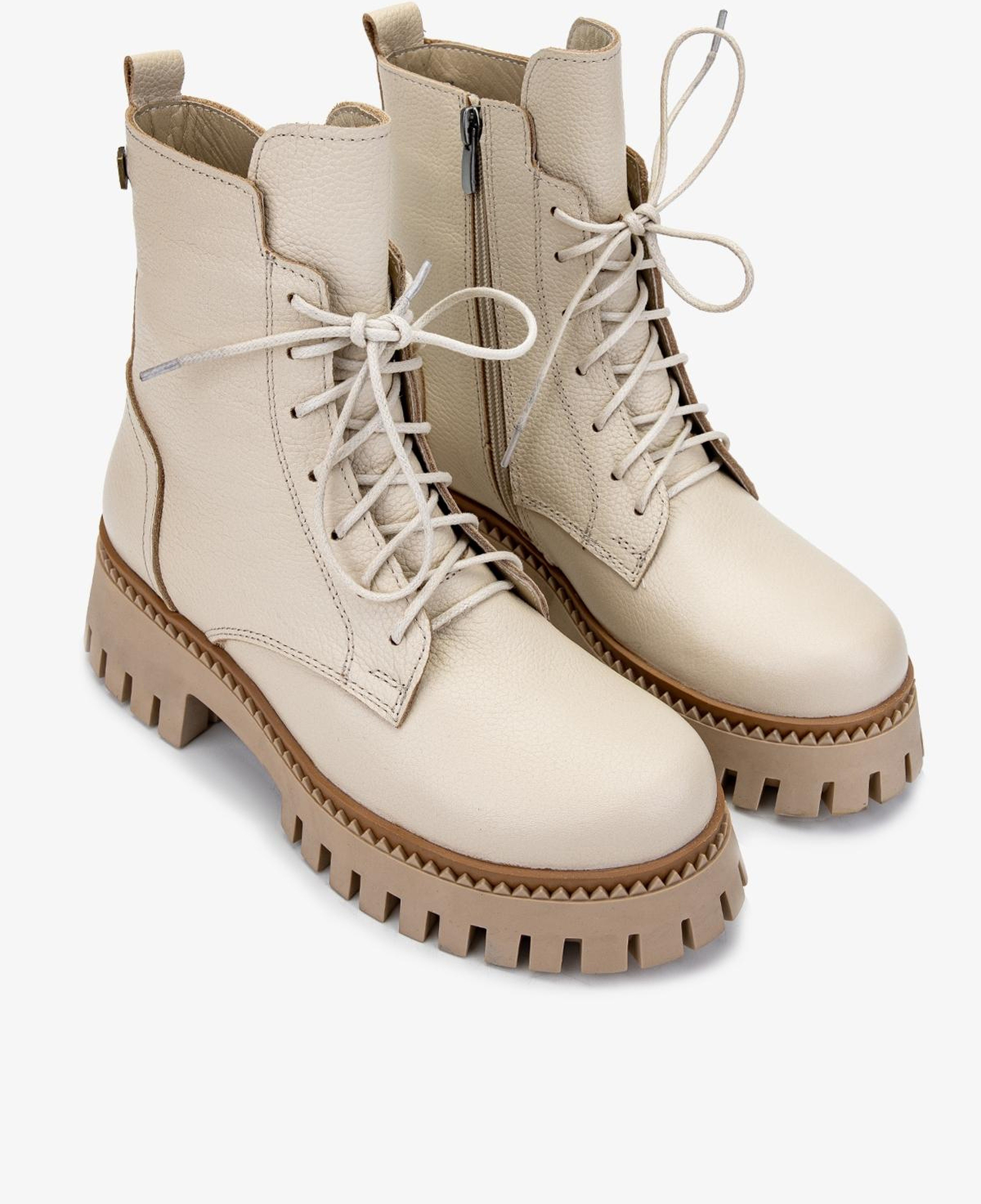 Valmenti Kadın Hakiki Deri Bej Floter Düz Bot