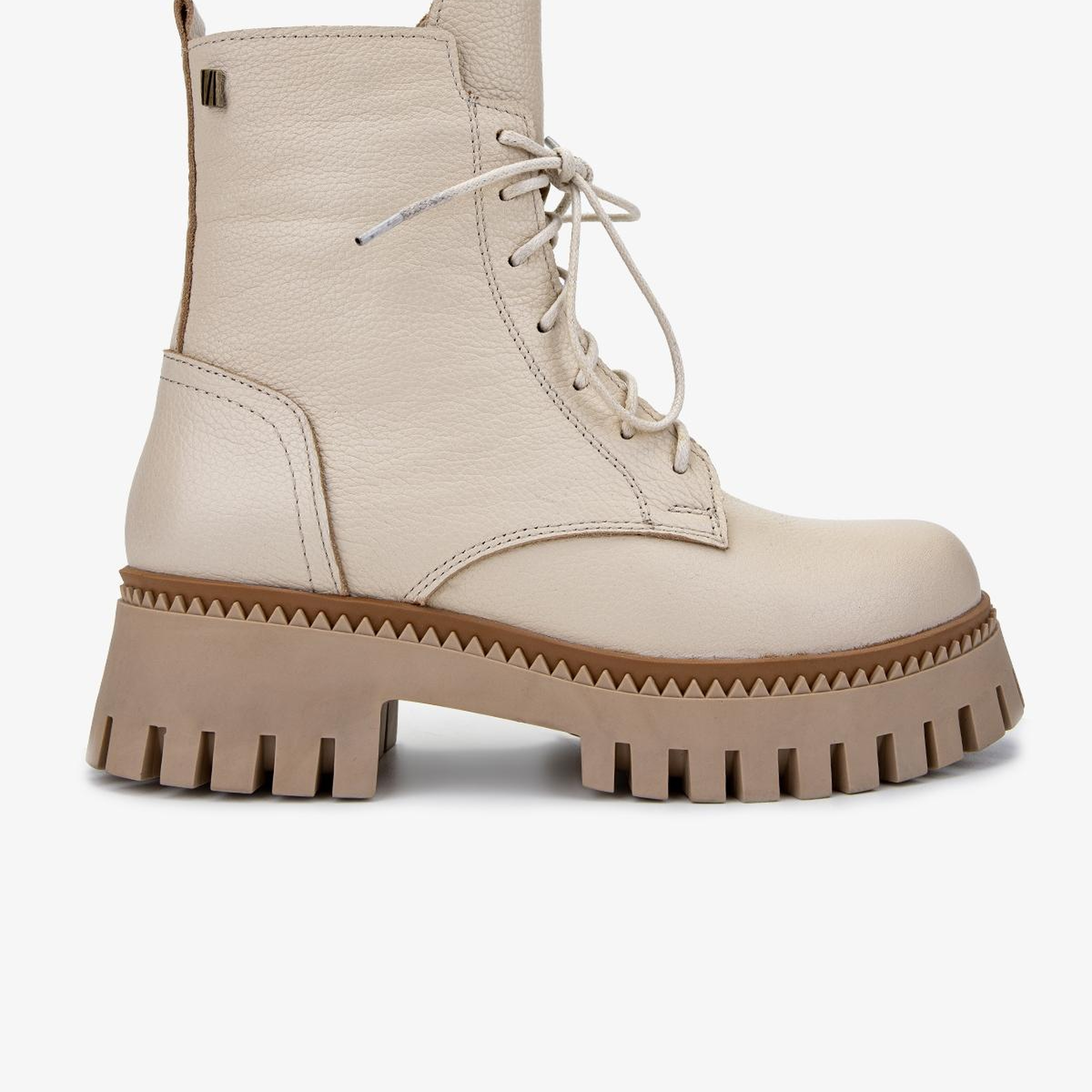 Valmenti Kadın Hakiki Deri Bej Floter Düz Bot