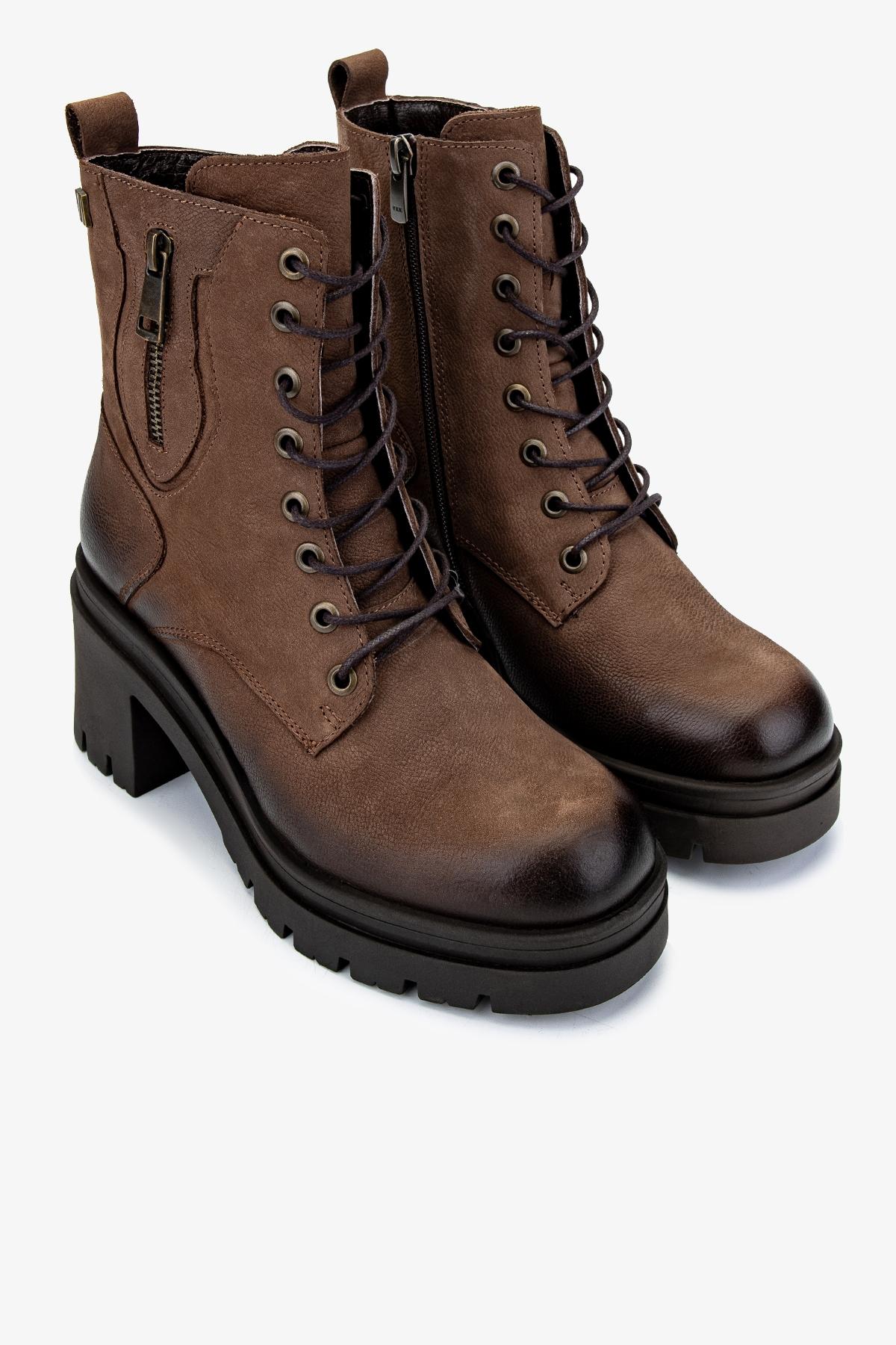 Valmenti Kadın Hakiki Deri Vizon Nubuk Topuklu Bot