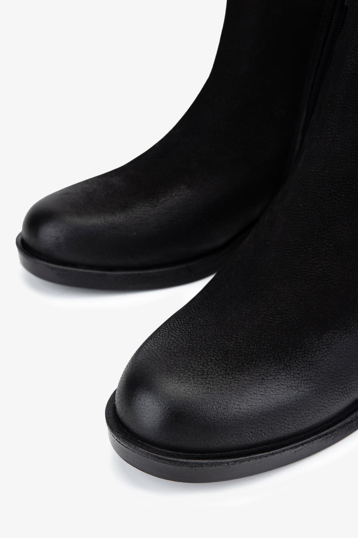 Valmenti Kadın Hakiki Deri Siyah Nubuk Düz Bot