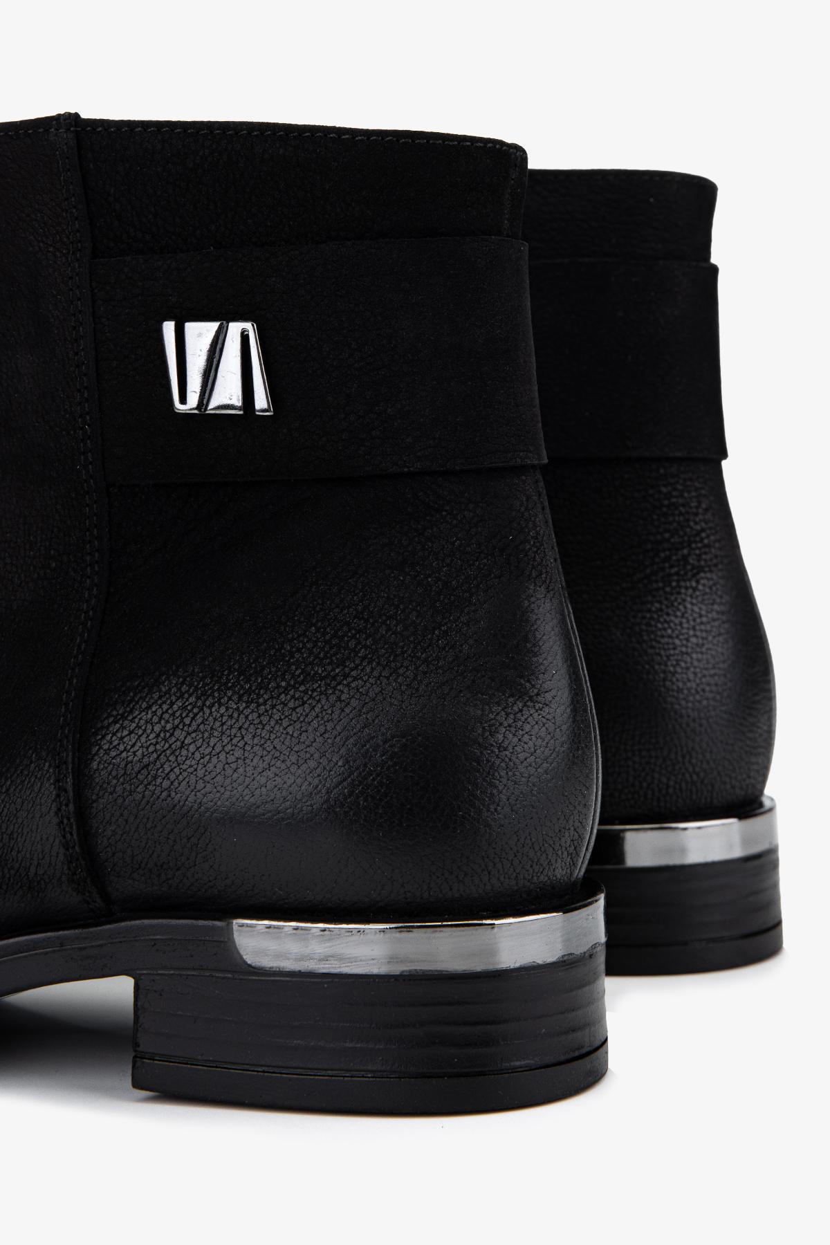 Valmenti Kadın Hakiki Deri Siyah Nubuk Düz Bot