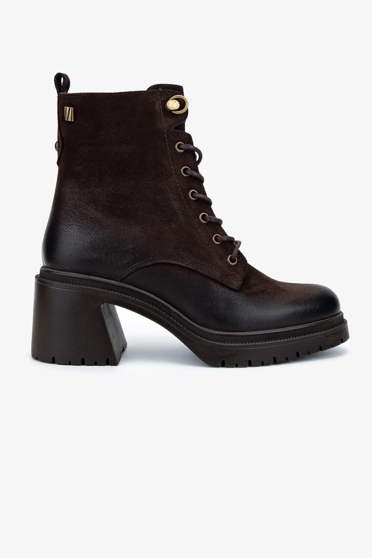 Valmenti Kadın Hakiki Deri Kahverengi Nubuk Topuklu Bot