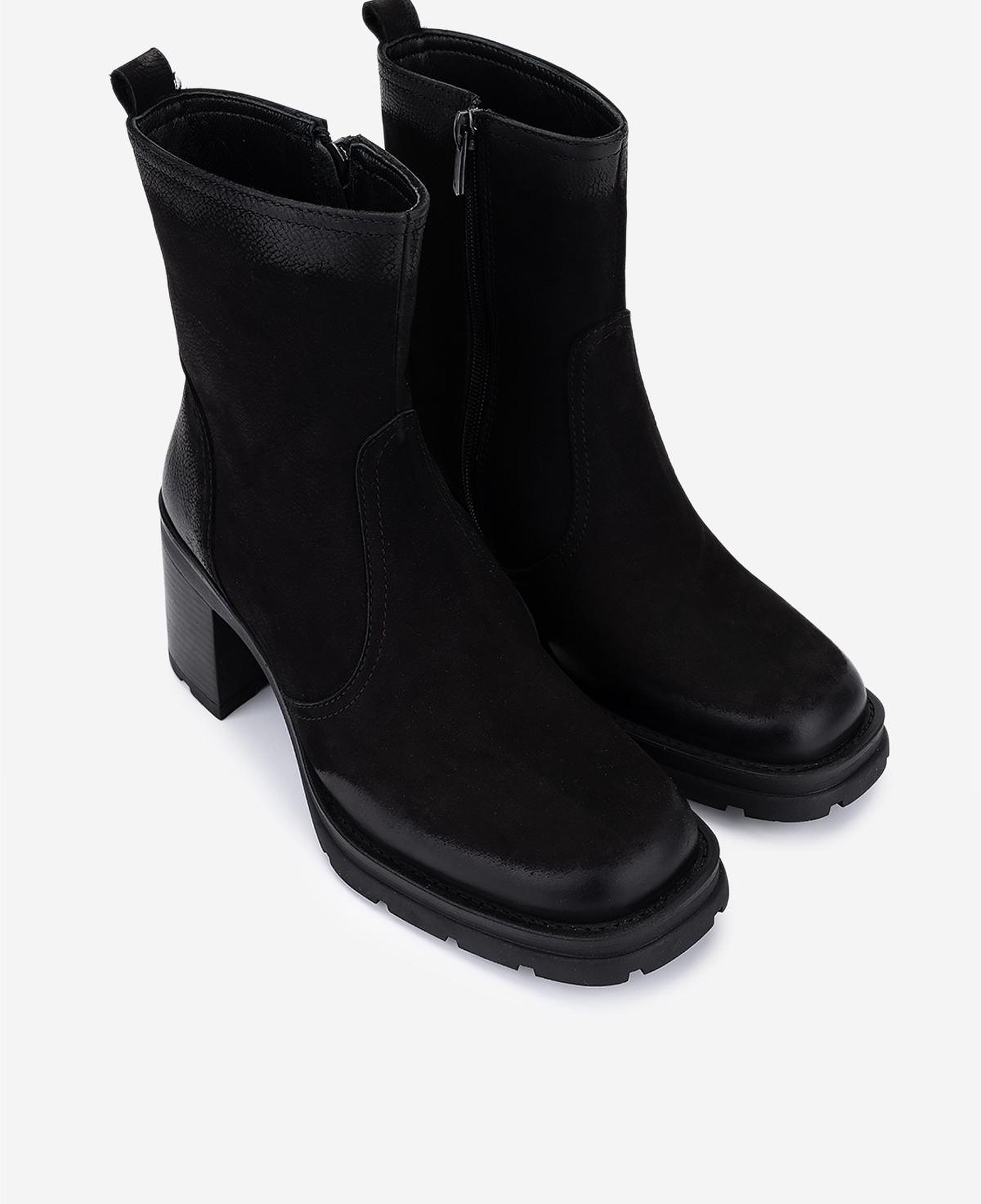 Valmenti Kadın Hakiki Deri Siyah Nubuk Topuklu Bot