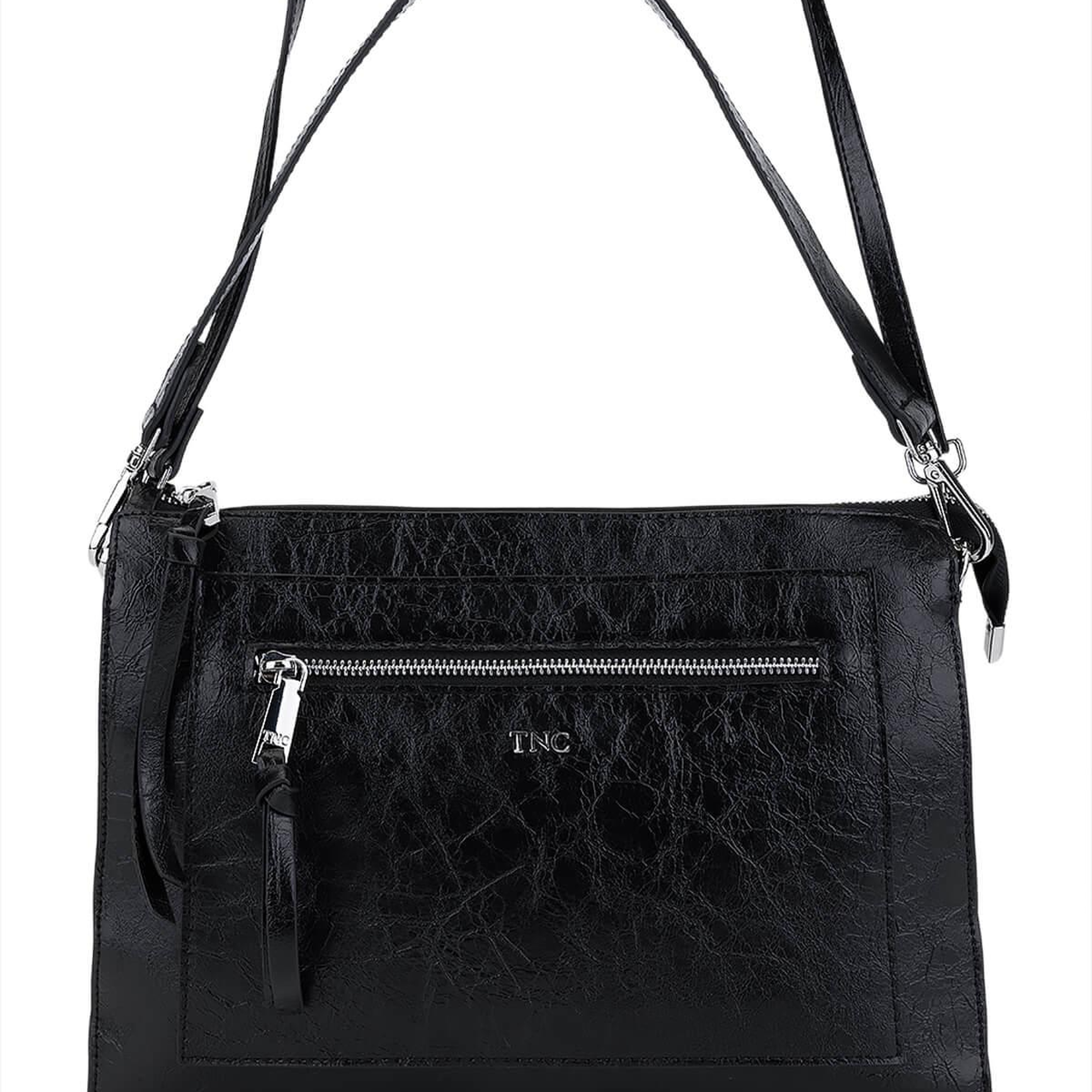 Tamer Tanca Kadın Suni Deri Siyah Rugan Kol Çantası