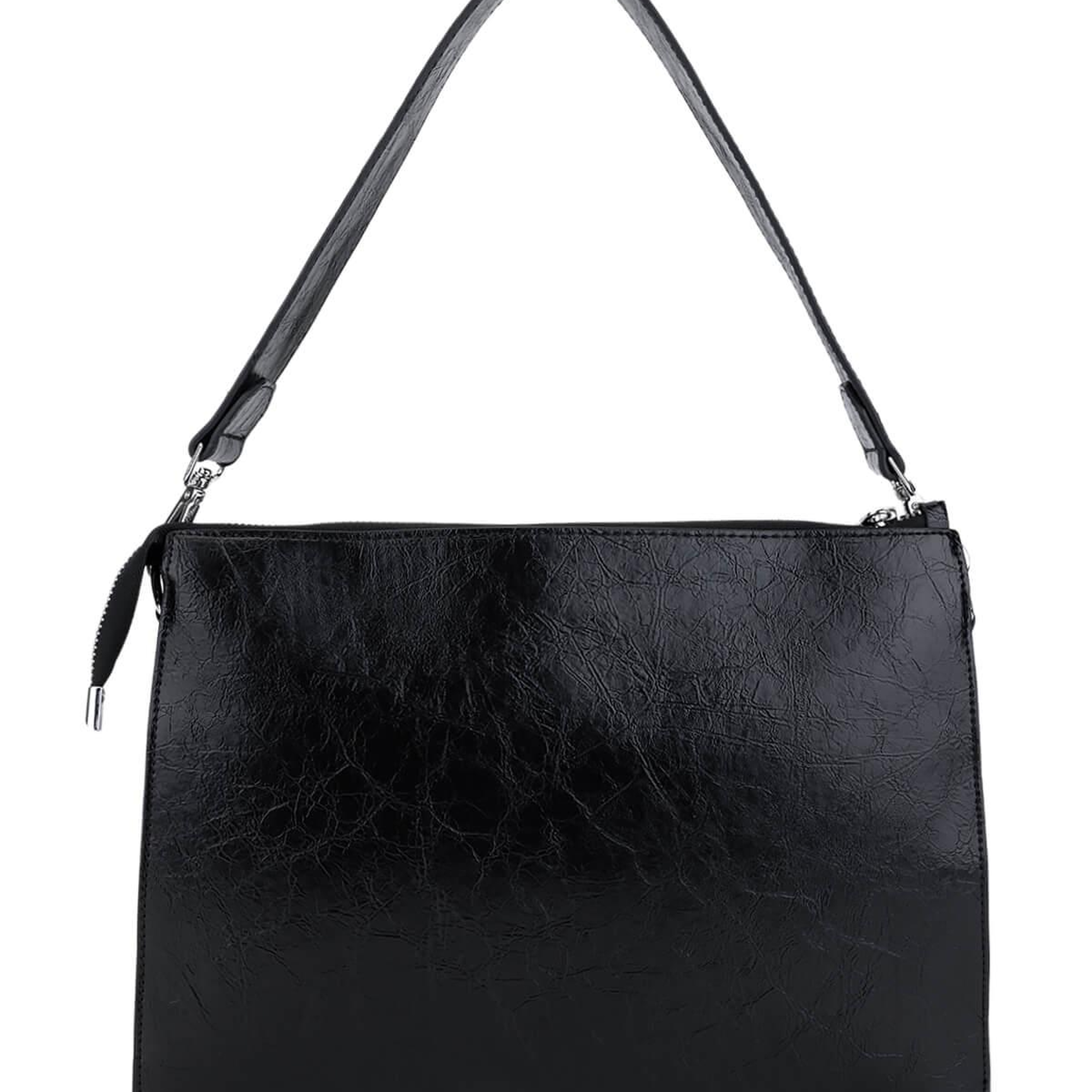 Tamer Tanca Kadın Suni Deri Siyah Rugan Kol Çantası