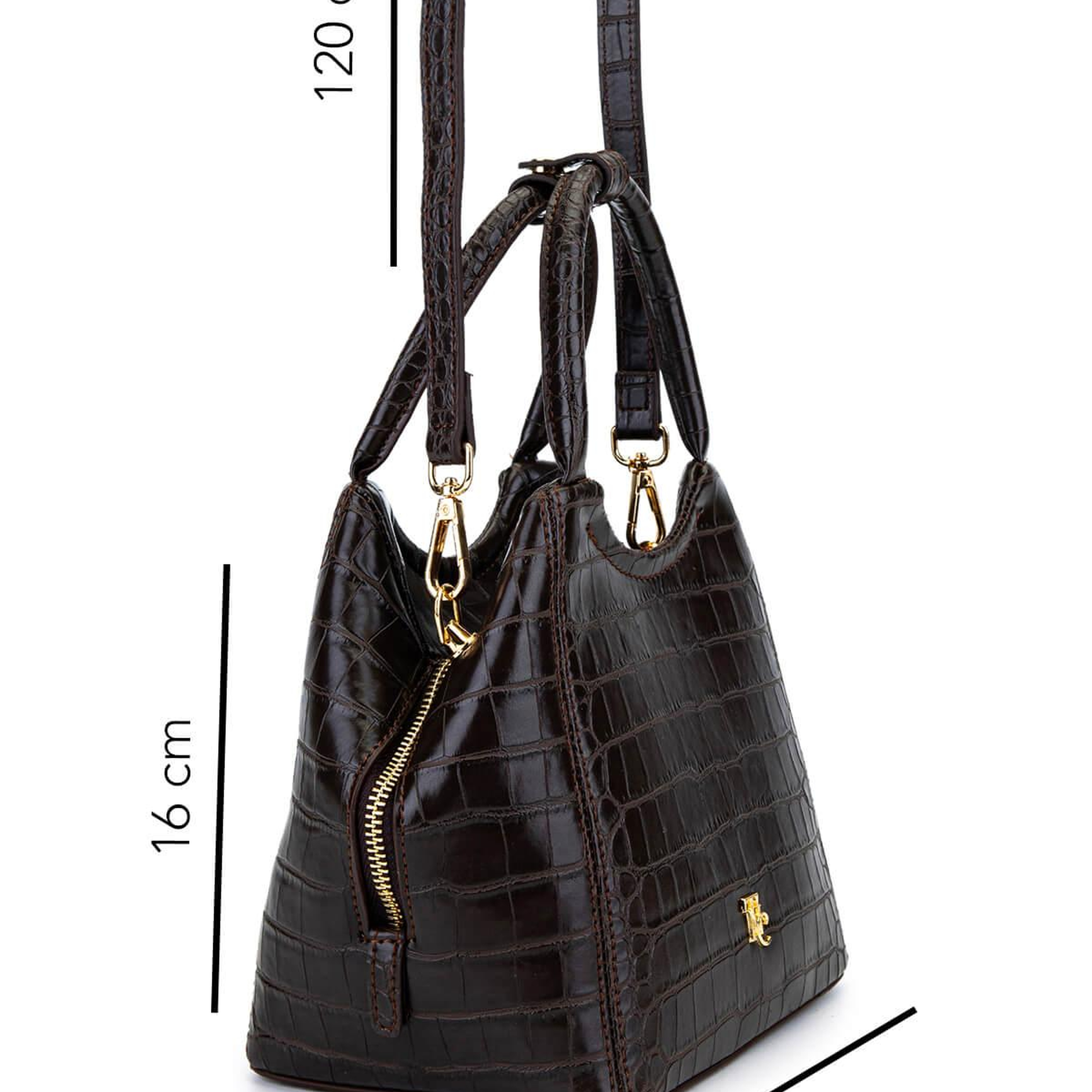 Tamer Tanca Kadın Suni Deri Kahverengi Kroko Kol Çantası