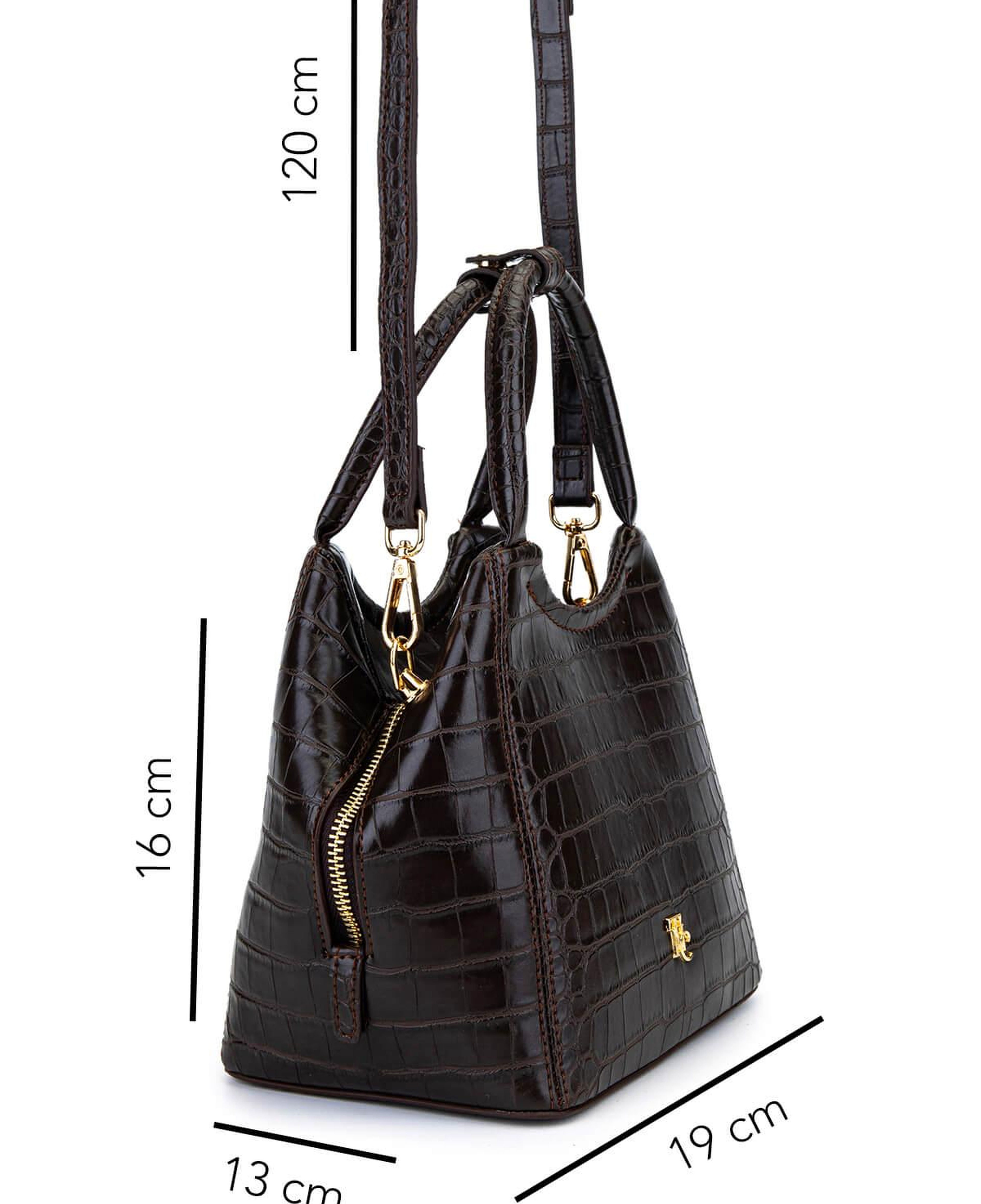 Tamer Tanca Kadın Suni Deri Kahverengi Kroko Kol Çantası