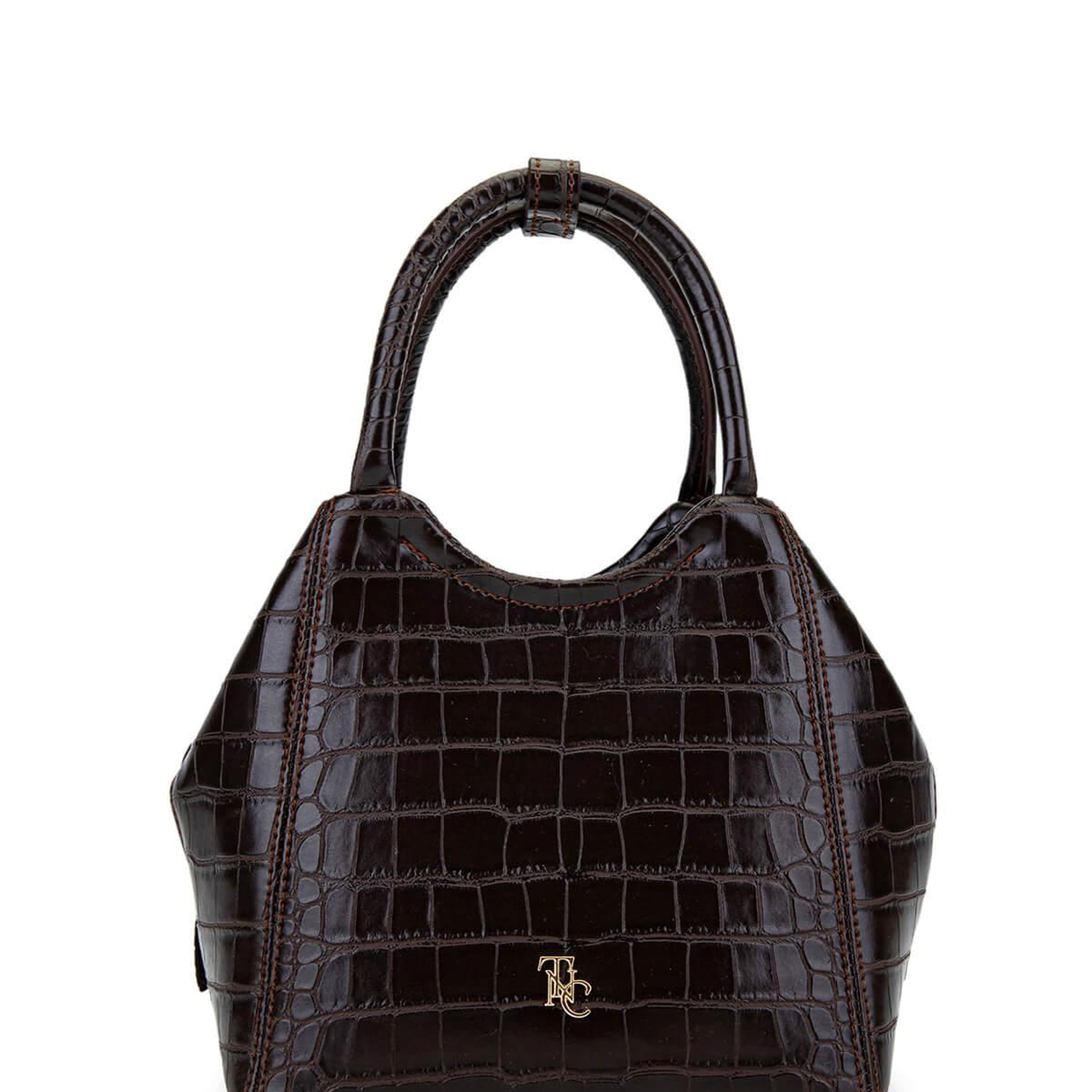 Tamer Tanca Kadın Suni Deri Kahverengi Kroko Kol Çantası