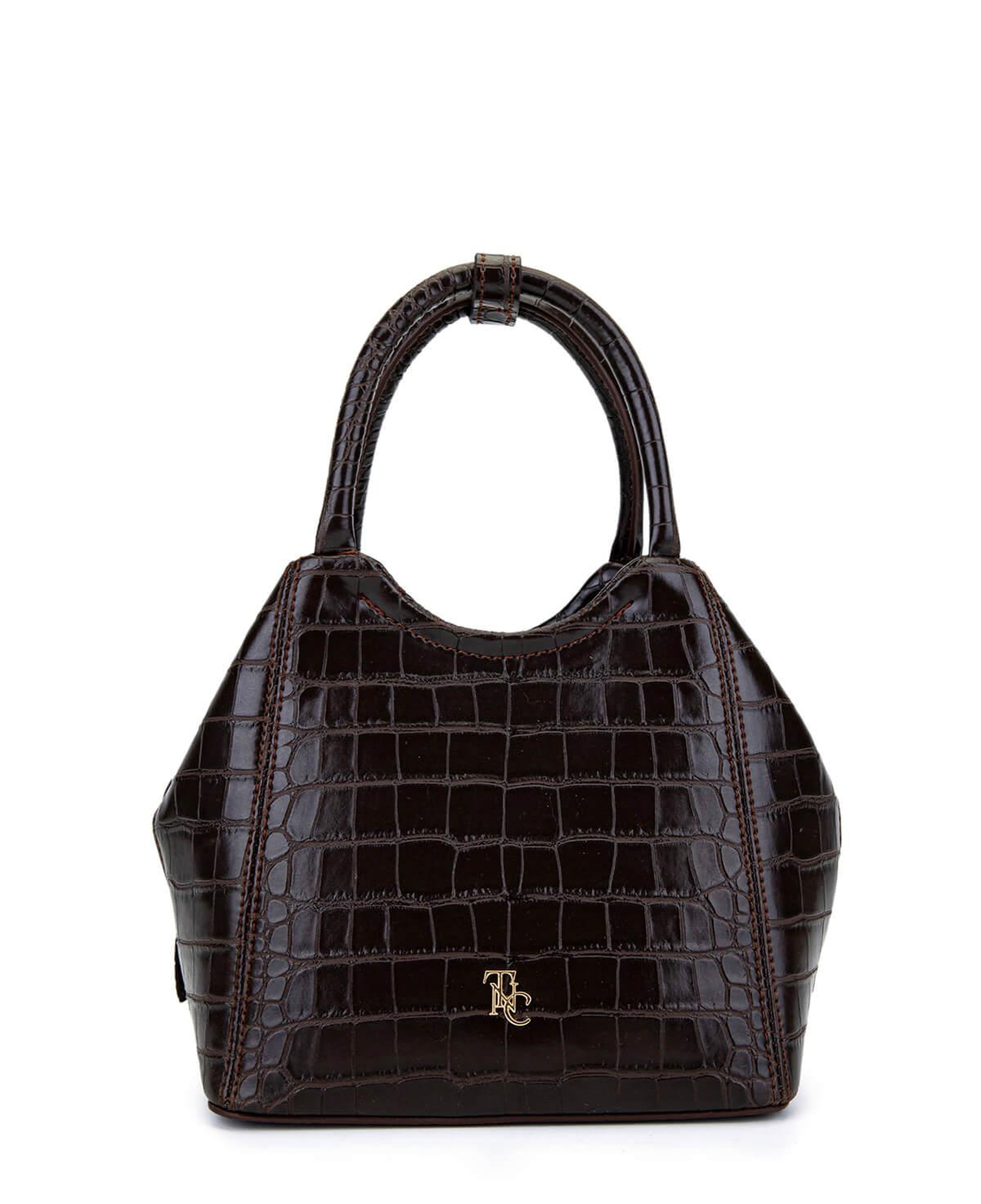 Tamer Tanca Kadın Suni Deri Kahverengi Kroko Kol Çantası