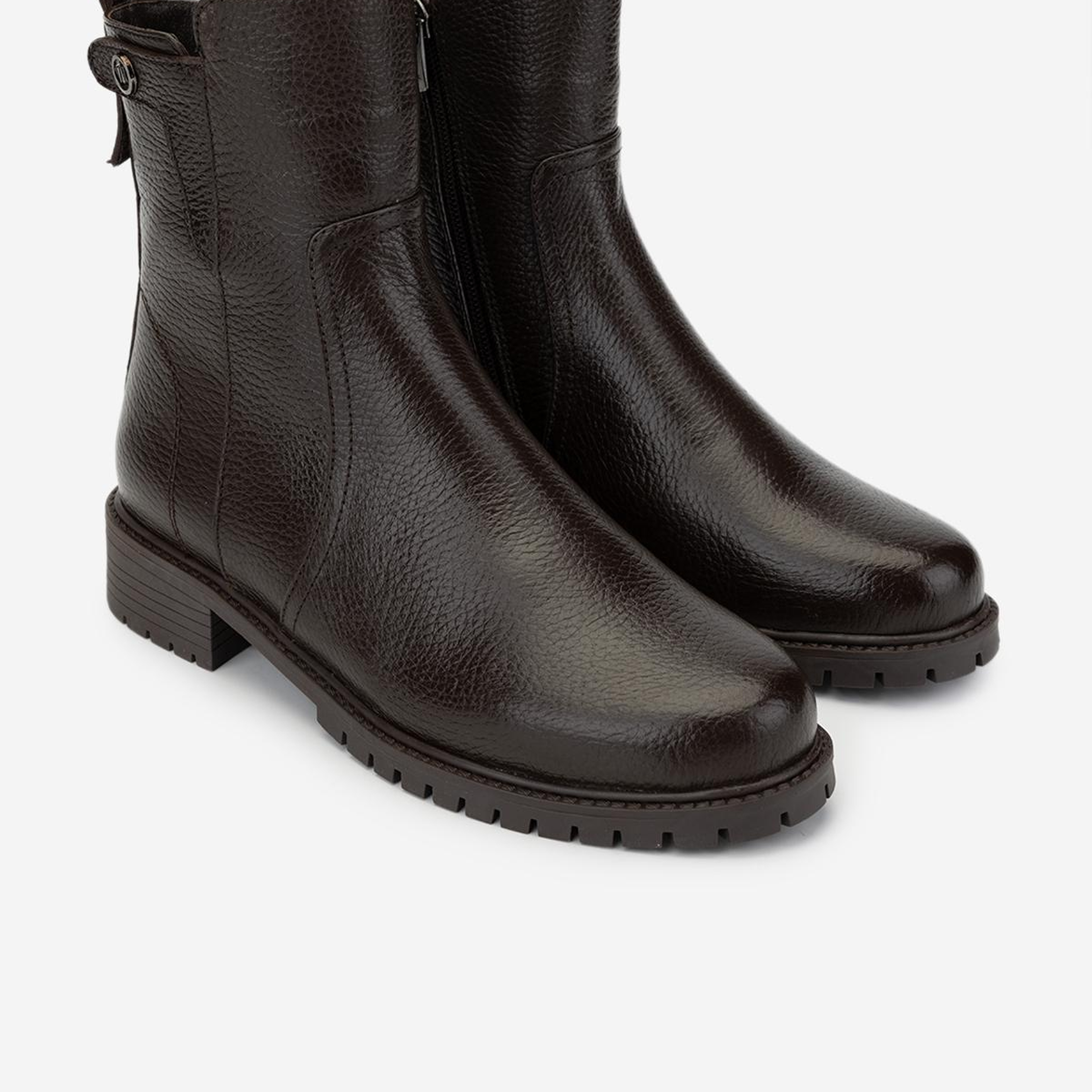 Valmenti Kadın Hakiki Deri Kahverengi Düz Bot