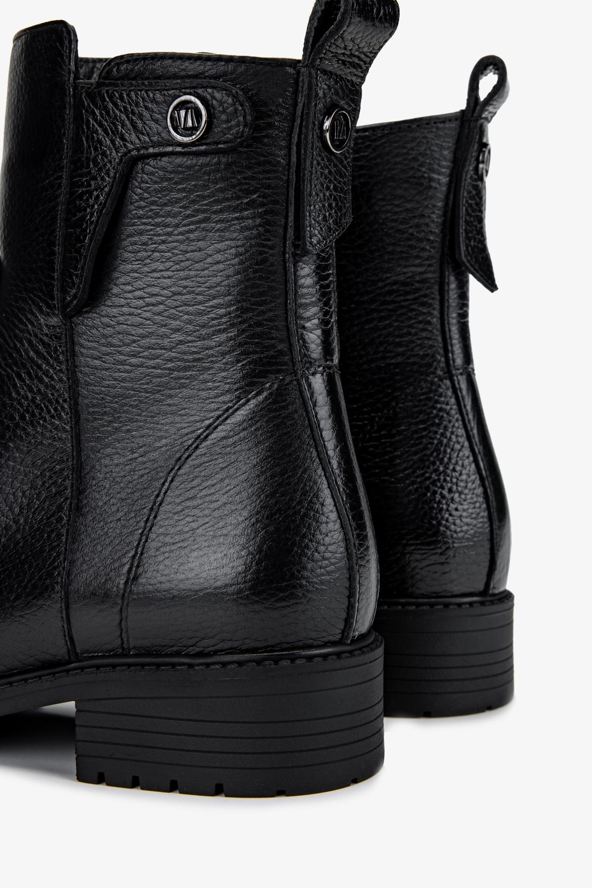 Valmenti Kadın Hakiki Deri Siyah Floter Düz Bot