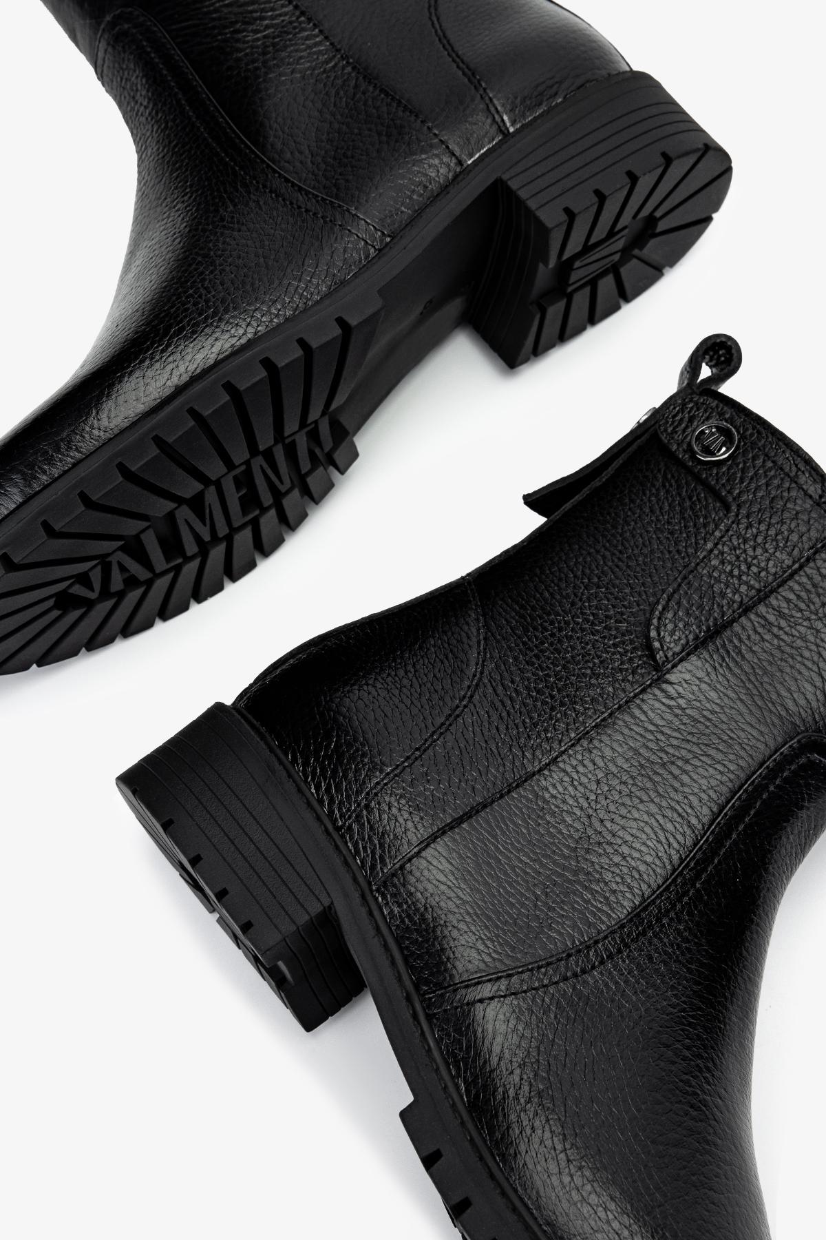 Valmenti Kadın Hakiki Deri Siyah Floter Düz Bot