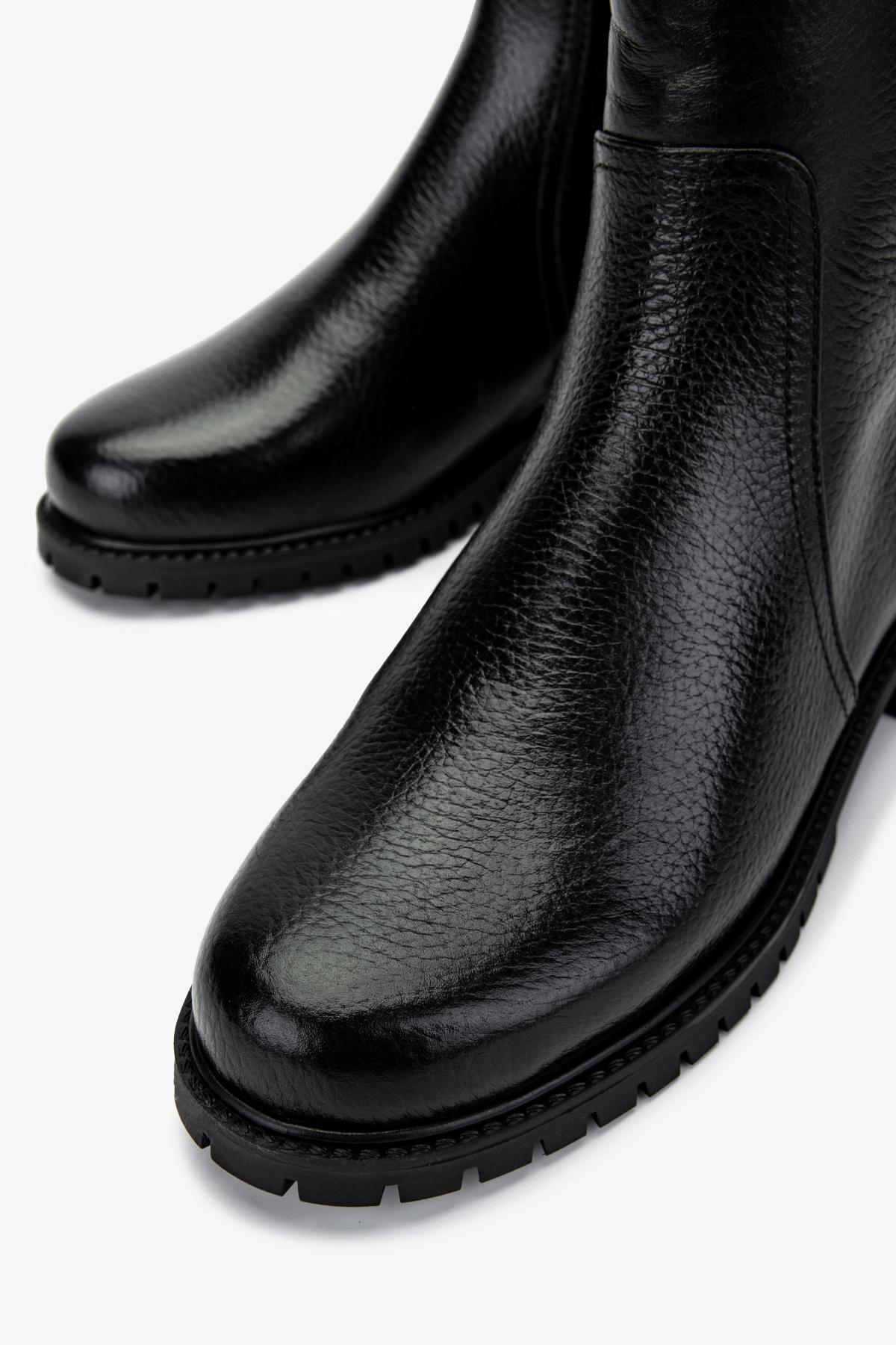 Valmenti Kadın Hakiki Deri Siyah Floter Düz Bot