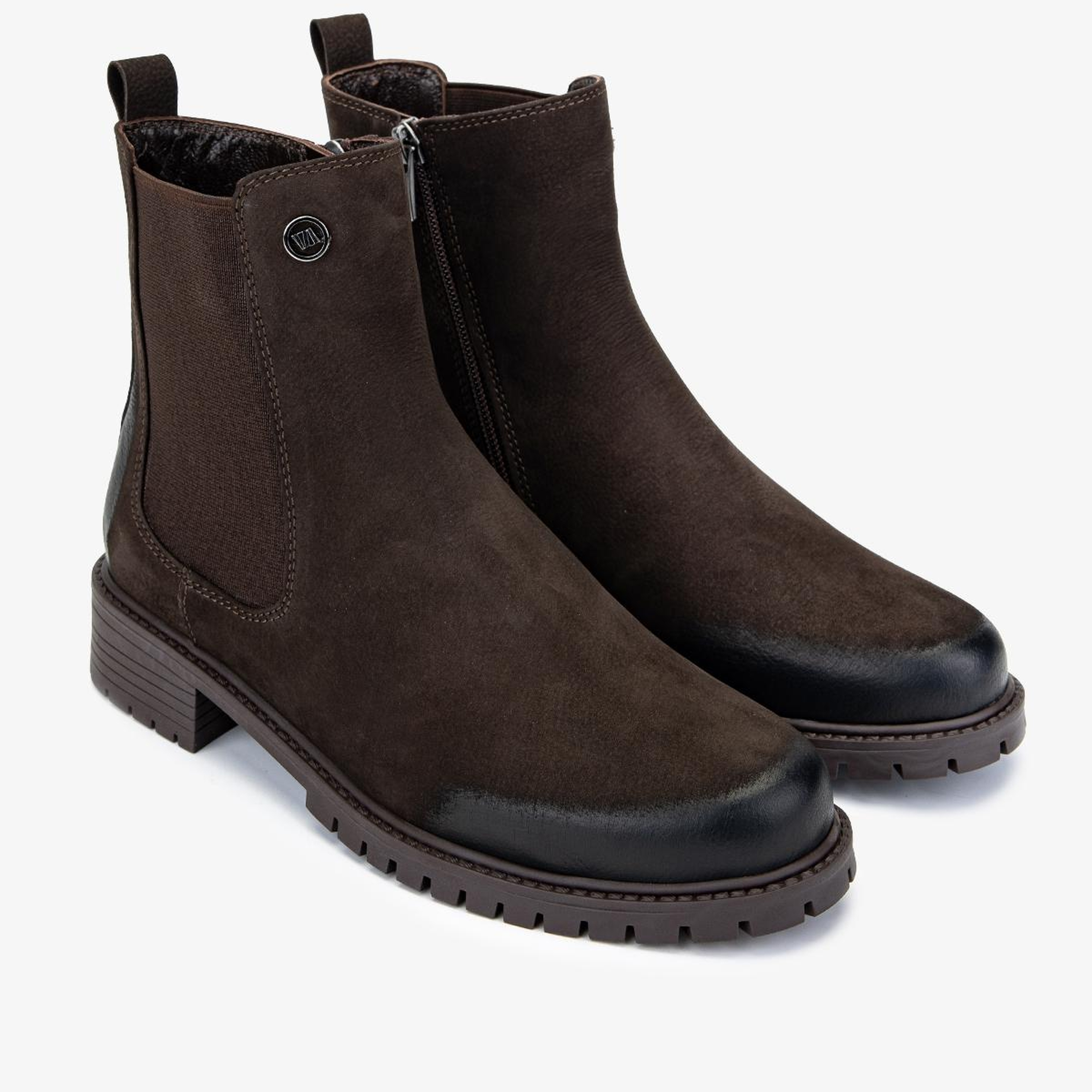 Valmenti Kadın Hakiki Deri Kahverengi Nubuk Düz Bot